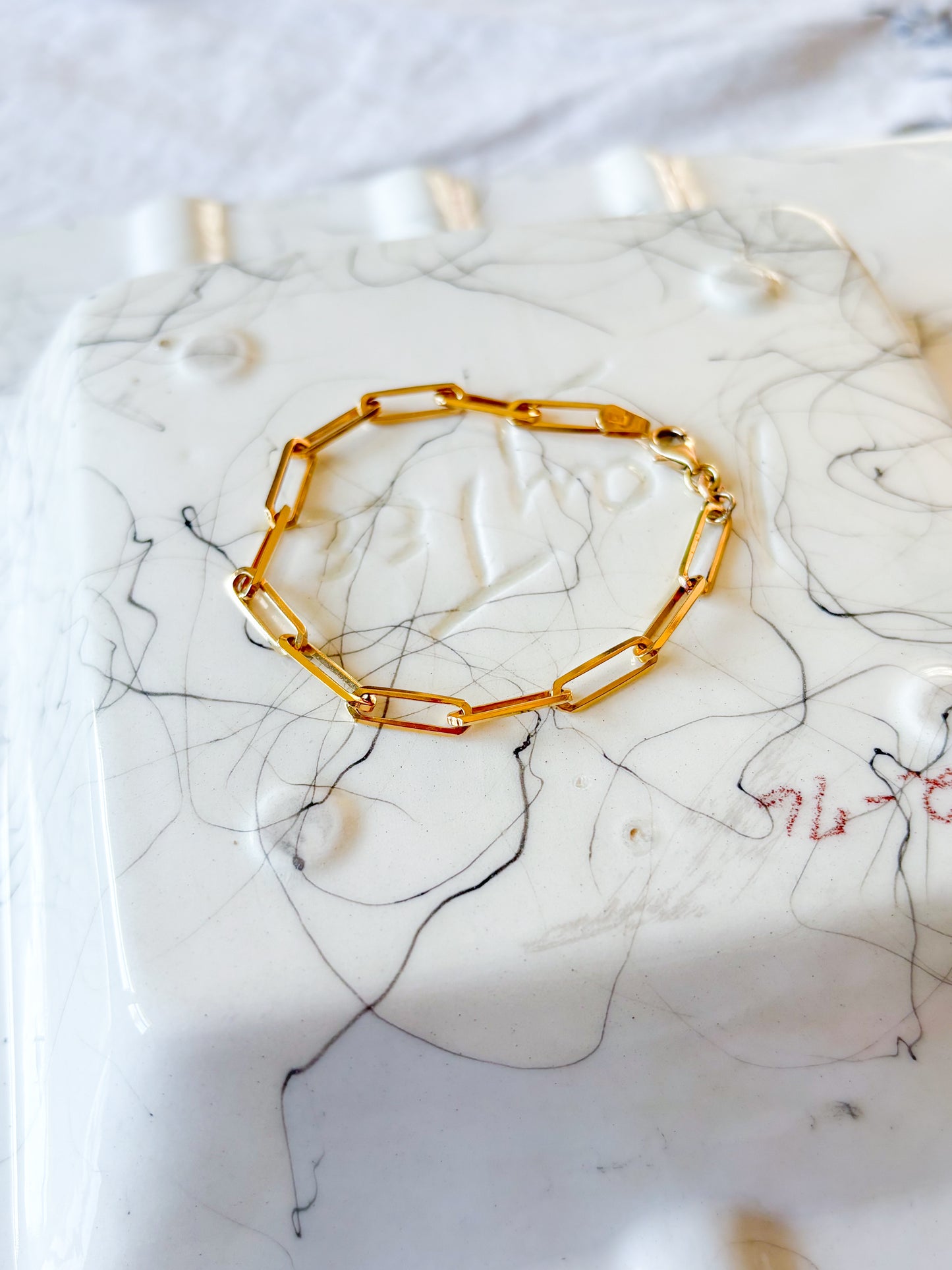 Vintage Paperclip 14k Yellow Gold 6.5 Inch Bracelet
