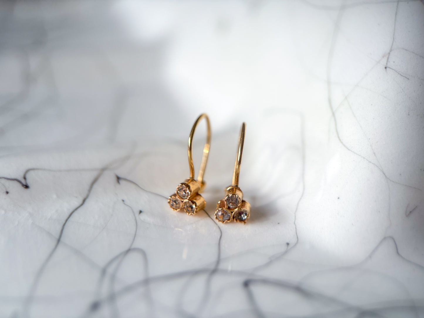 Vintage 14k Yellow Gold Drop CZ Earrings