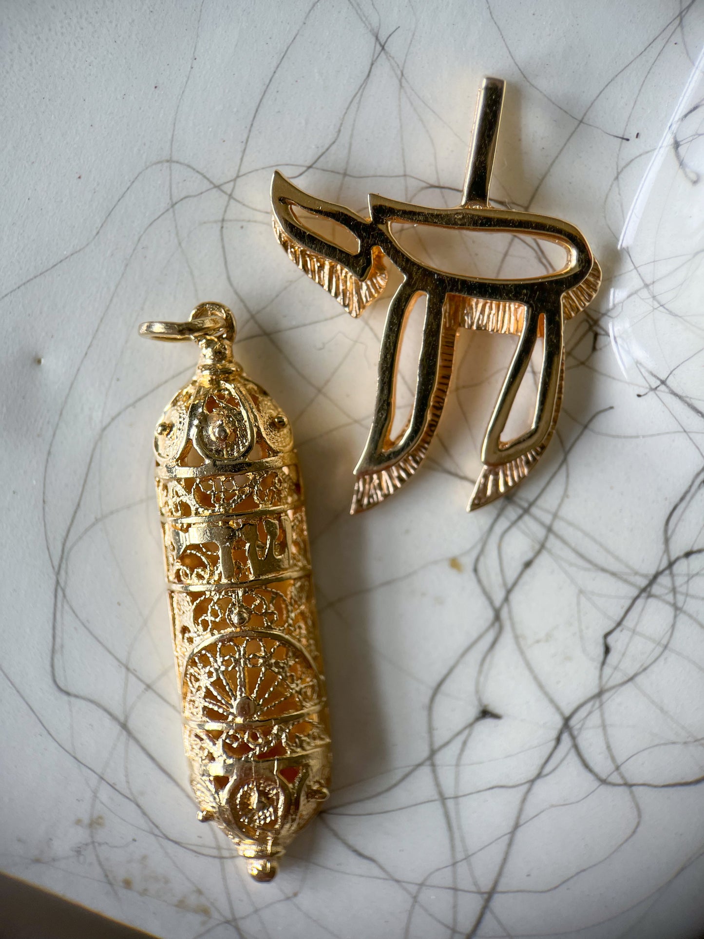 Vintage Insane 3D Chai 14k Yellow Gold Charm