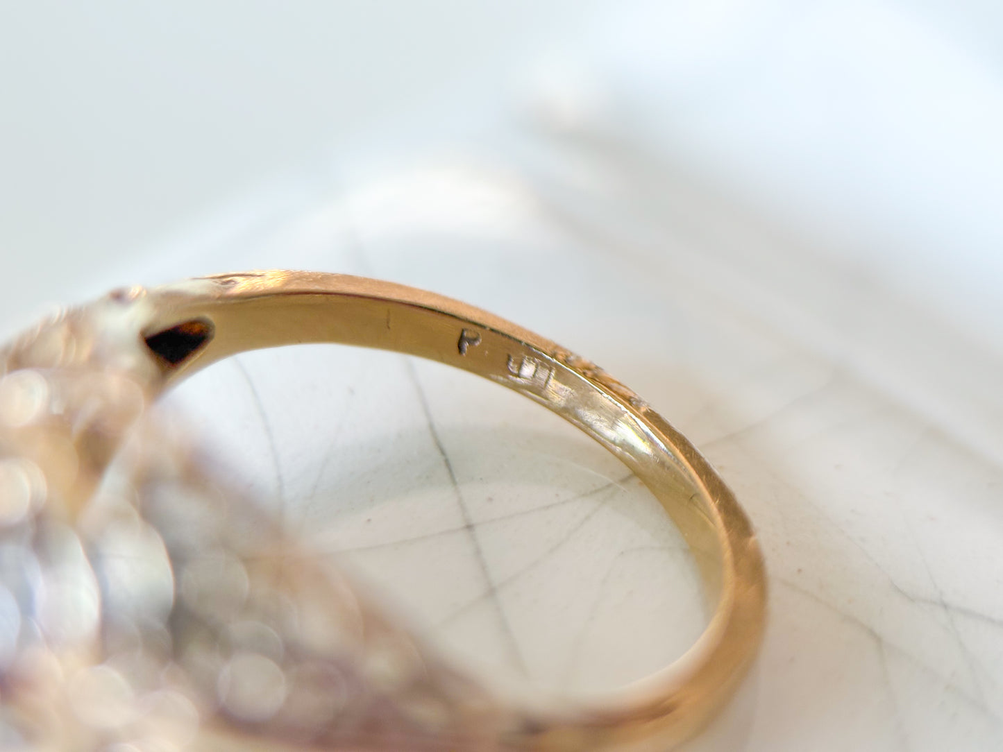 Vintage Natural Diamond 14k Yellow Gold Filigree Pinky Ring