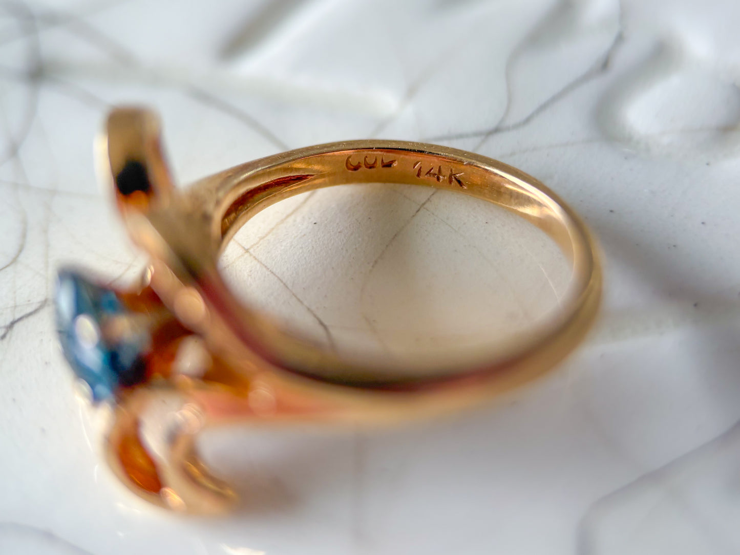Various Vintage Natural Topaz 14k Yellow Gold Rings