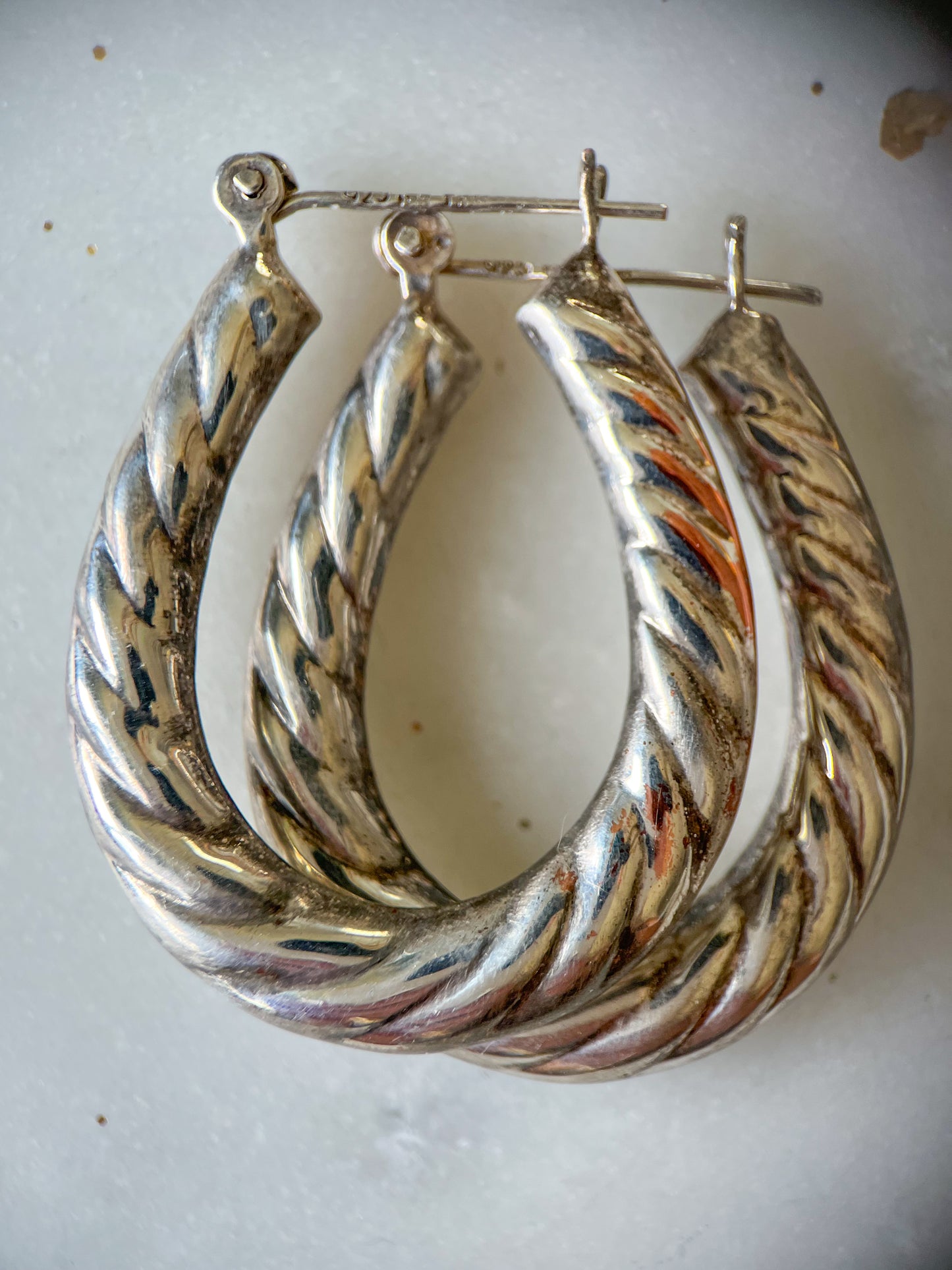 Vintage Sterling Silver Large Hoops, Circa 1970s