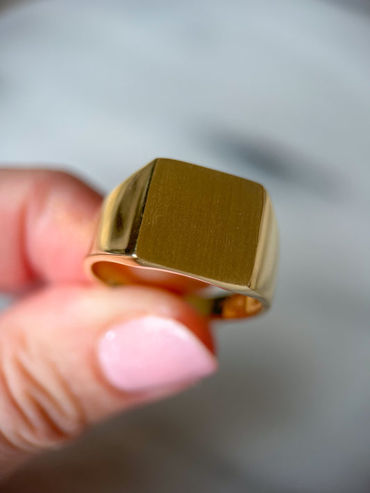 Large Signet 14k Yellow Gold Ring