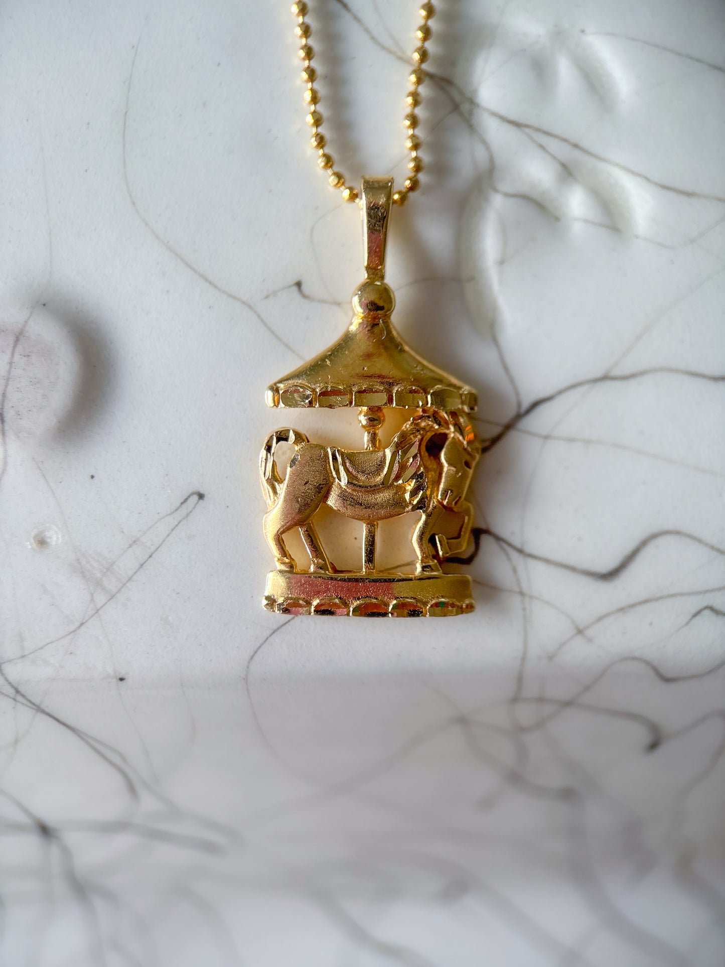 Vintage Carousel 14k Yellow Gold Charm