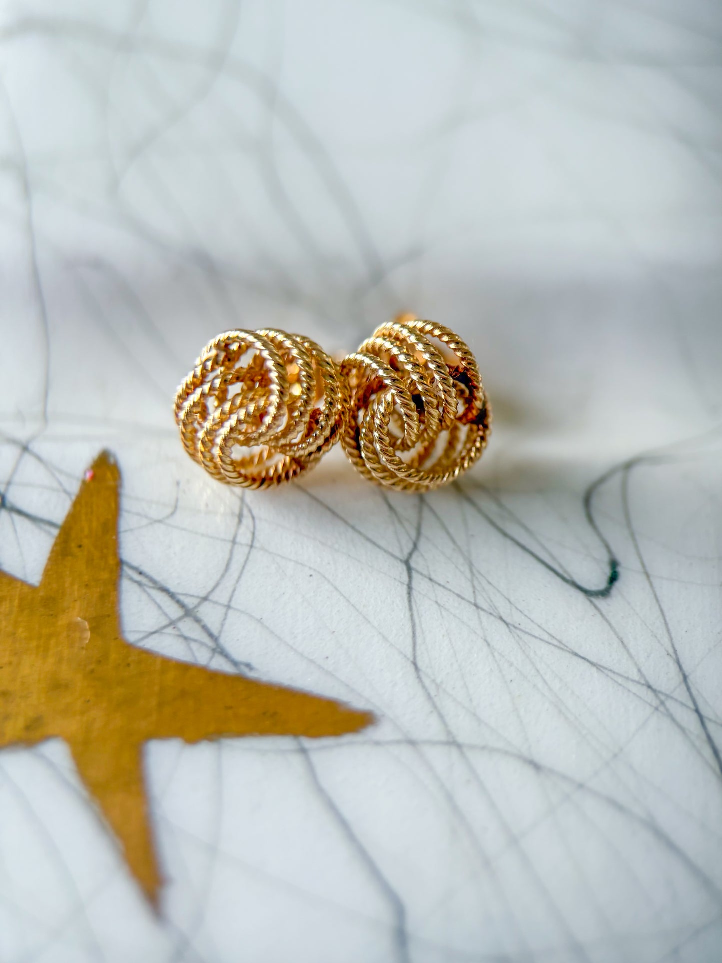 Vintage Small Knot 14k Yellow Gold Stud Earrings