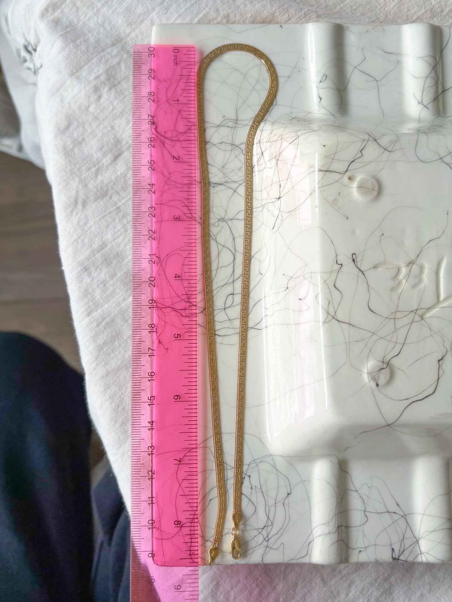 Herringbone Greek Style Chain 10k Yellow Gold 18 Inch Necklace