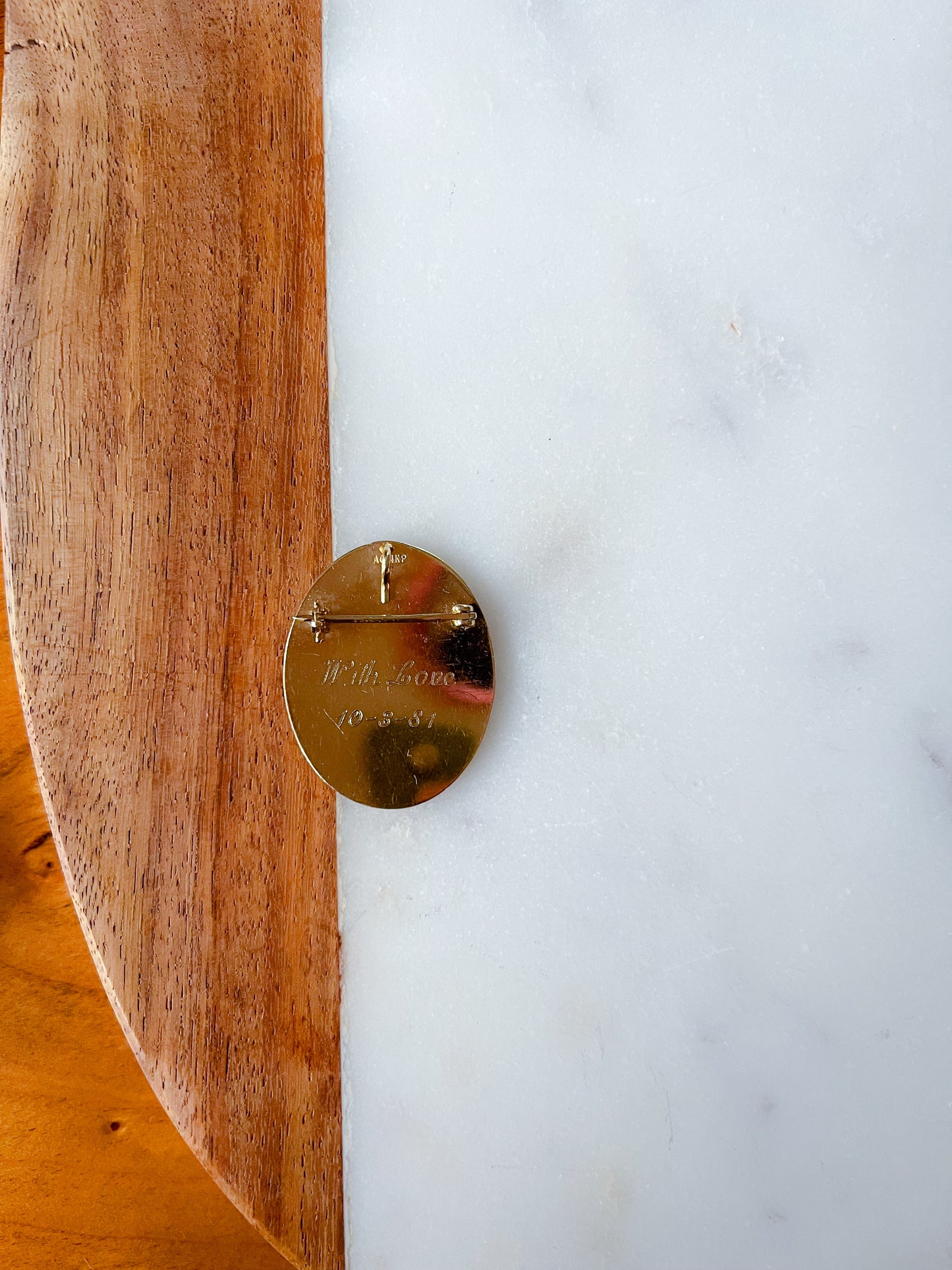 Vintage "AAT" Initial 14k Yellow Gold Pin and Pendant, circa 1980