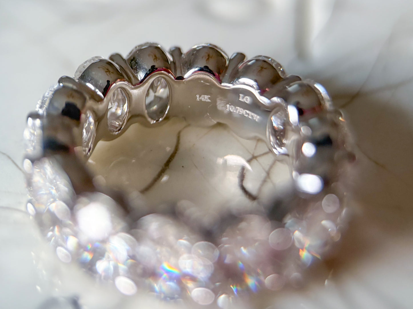 Lab Grown Diamond 14k White Gold Oval 10 Carat Eternity Band