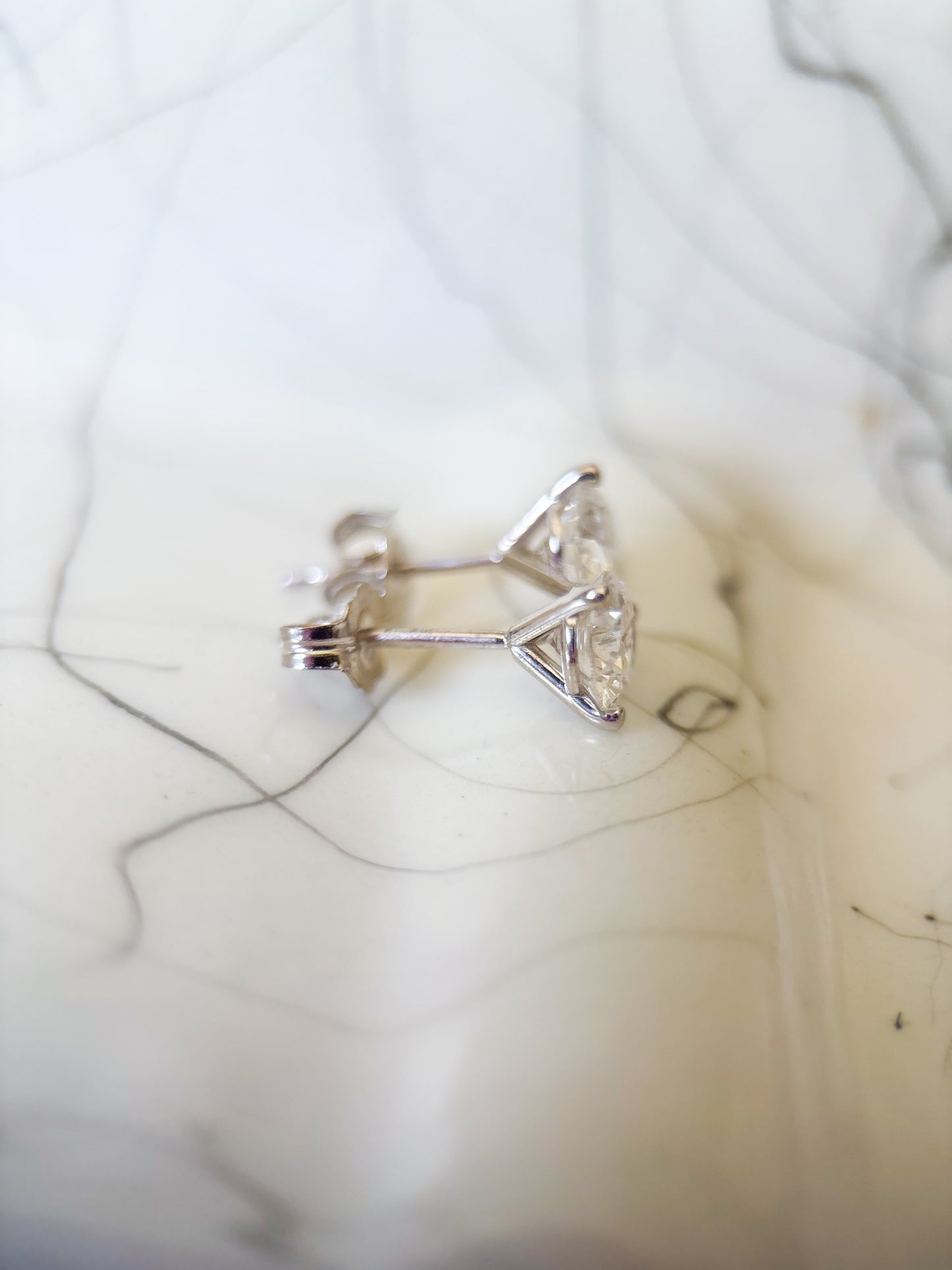 Lab Grown 1.05 Carat Total Weight Round Diamonds 14k White Gold Stud Earrings