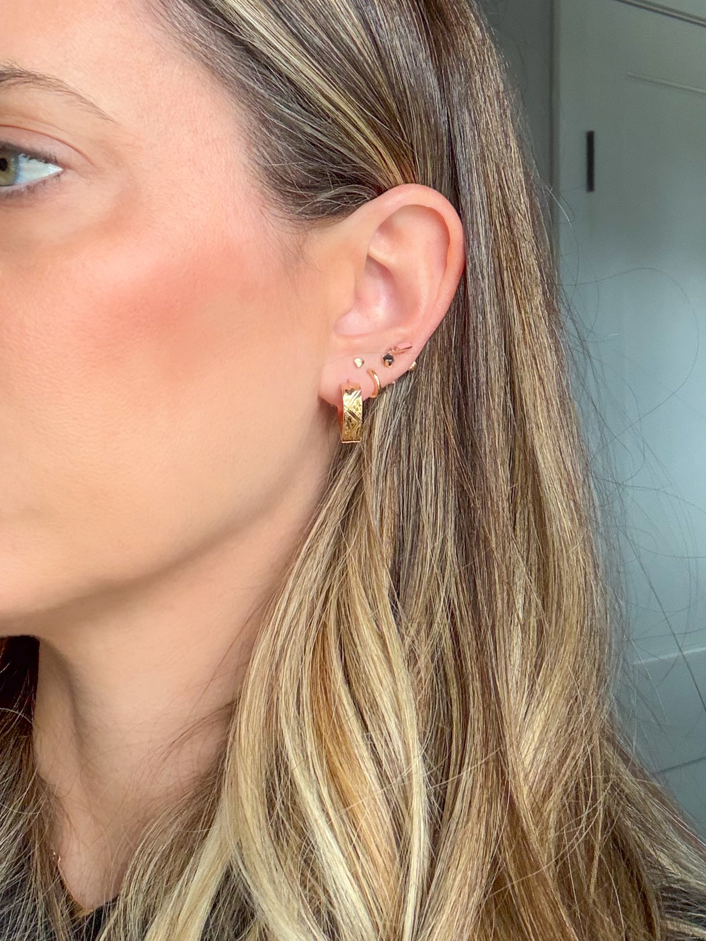 Vintage Heart Huggies 14k Yellow Gold Hoops