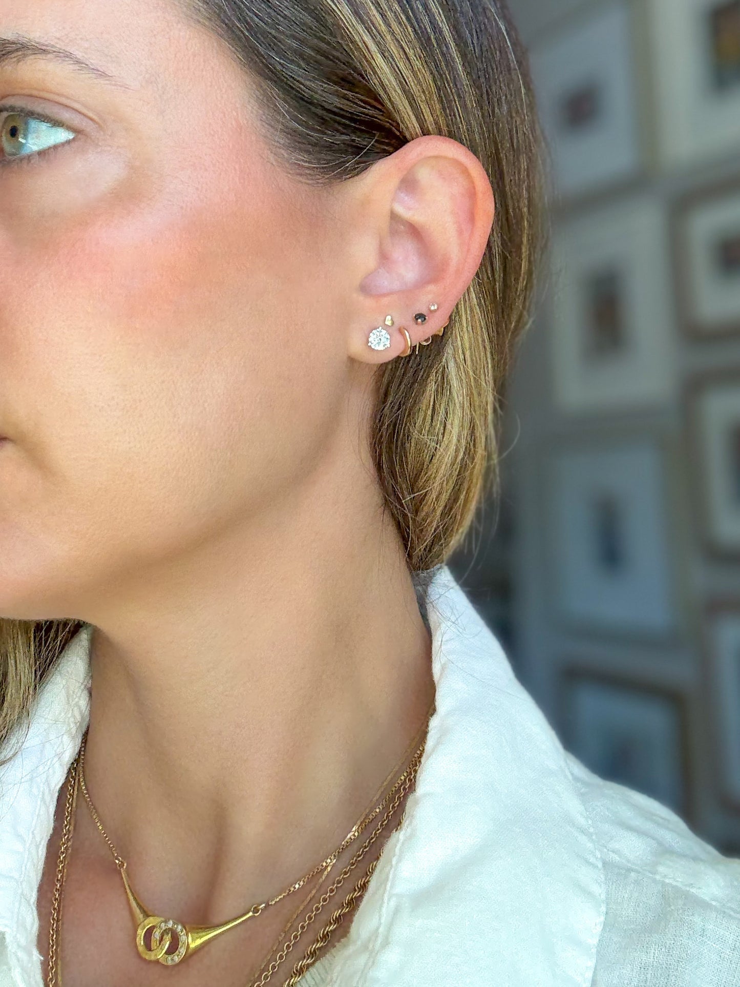 Lab Grown 1.05 Carat Total Weight Round Diamonds 14k White Gold Stud Earrings