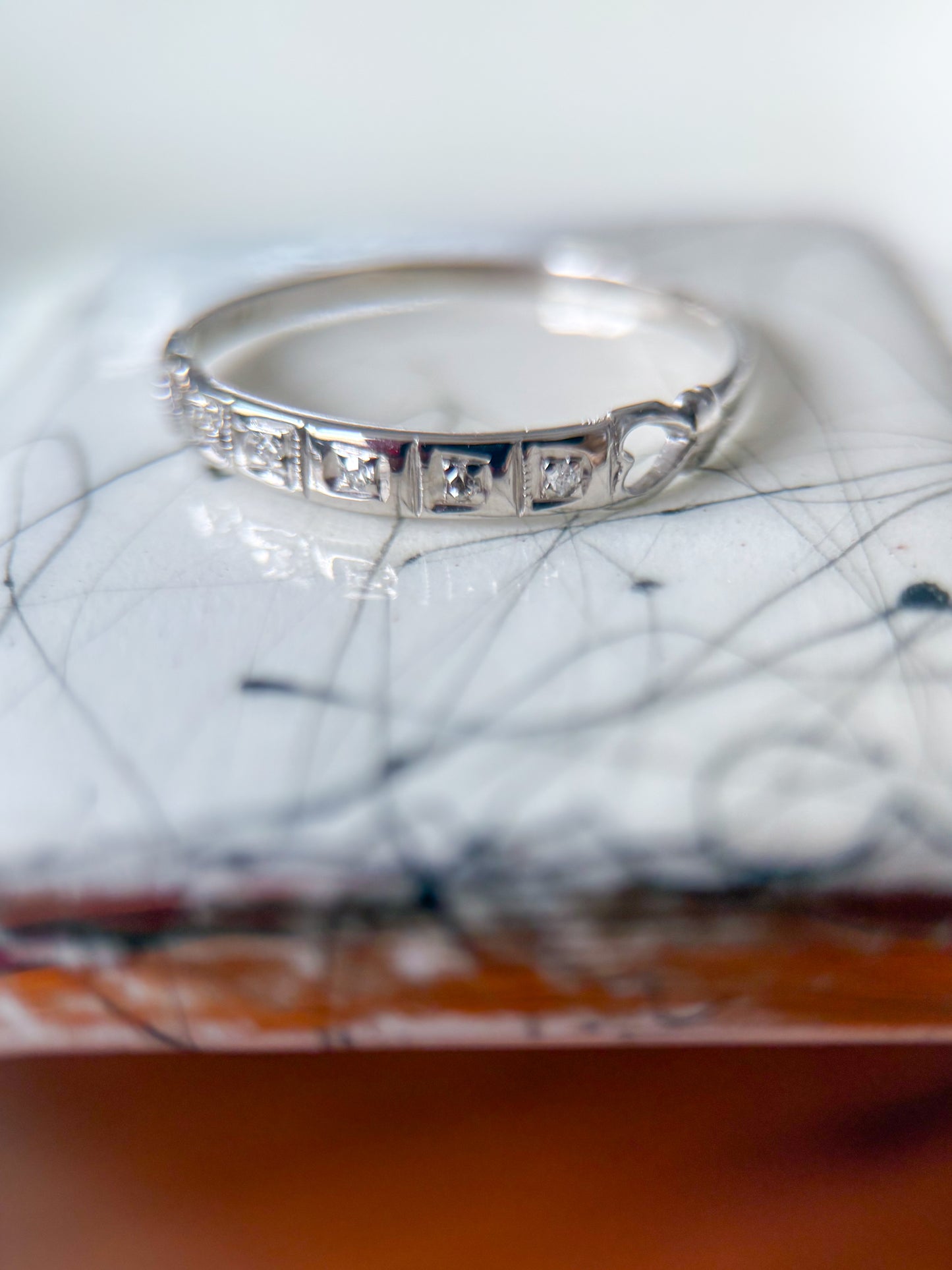 Vintage Natural Diamond 14k White Gold Ring