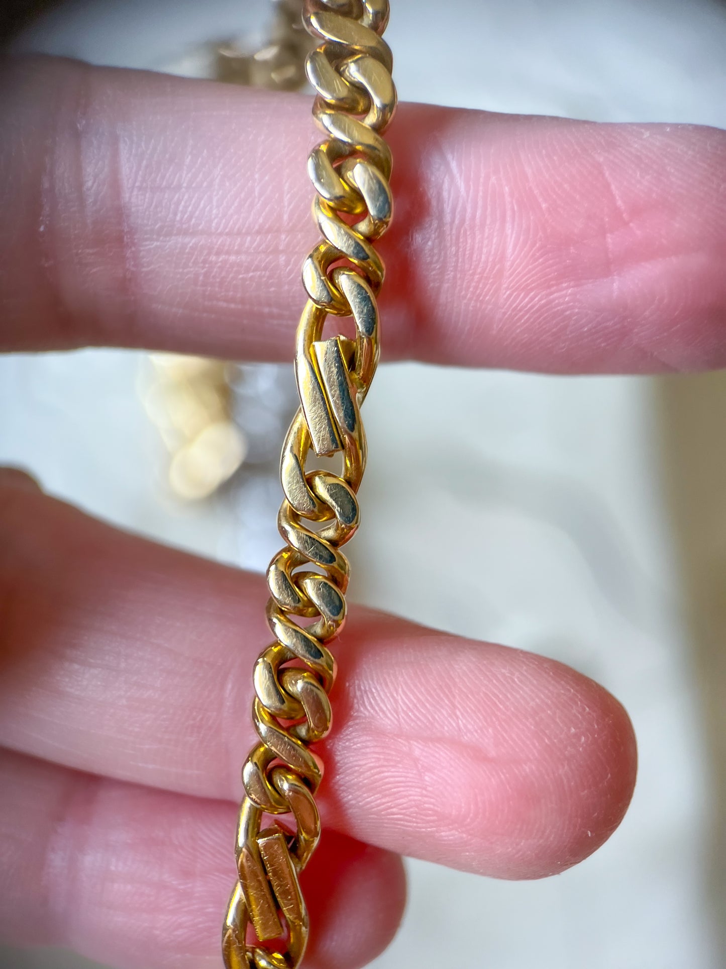 Vintage Heavy 18k Yellow Gold Chain 8.5 Inch Bracelet