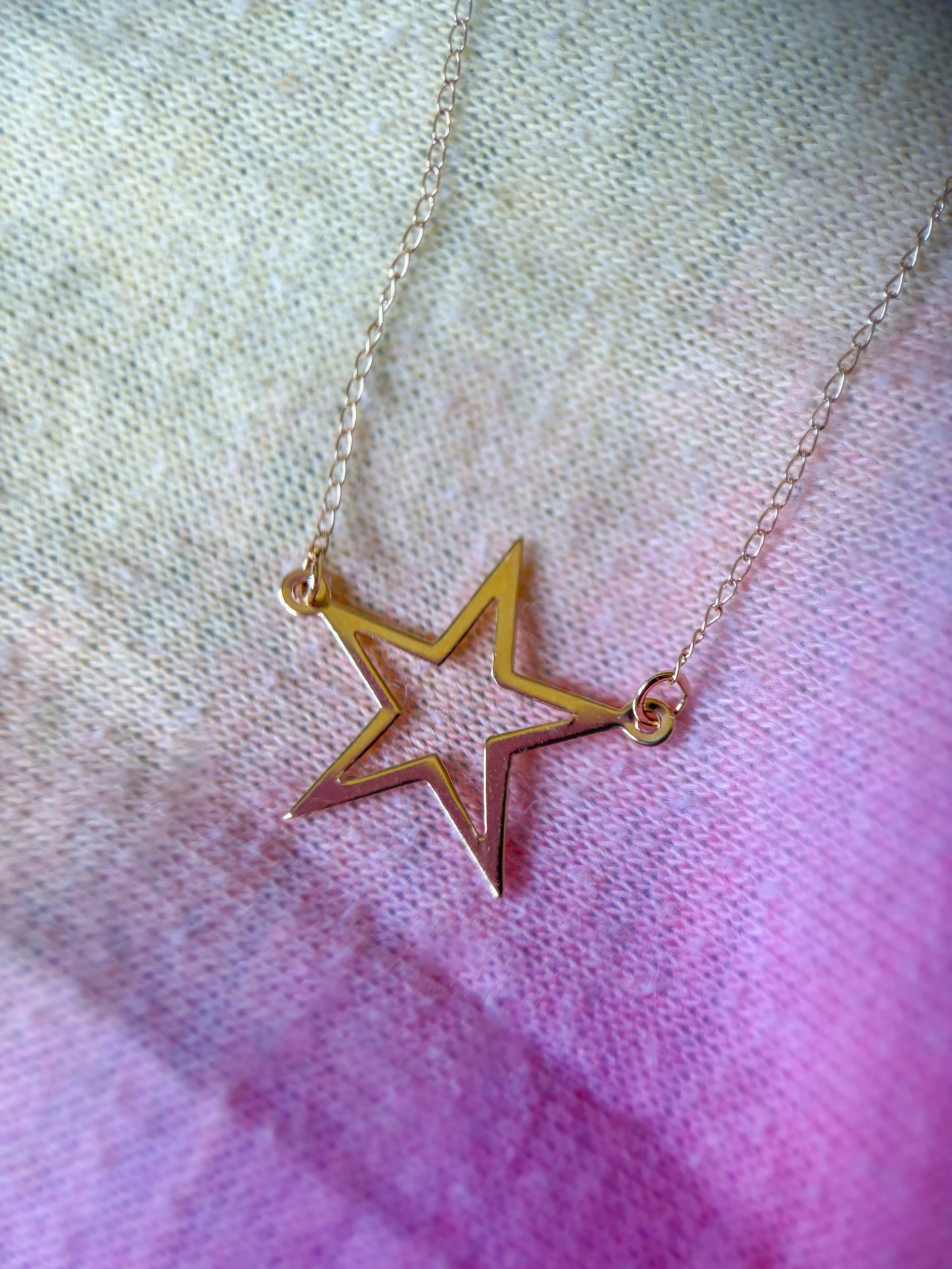 Vintage Star Charm on Chain 14k Yellow Gold