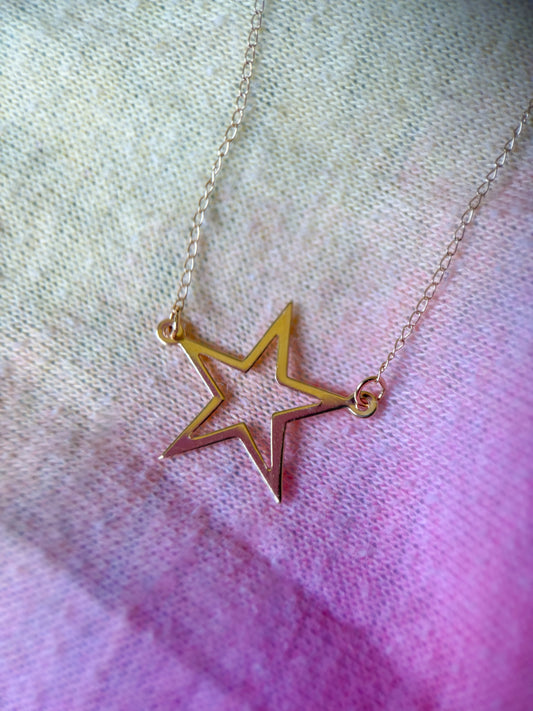 Vintage Star Charm on Chain 14k Yellow Gold