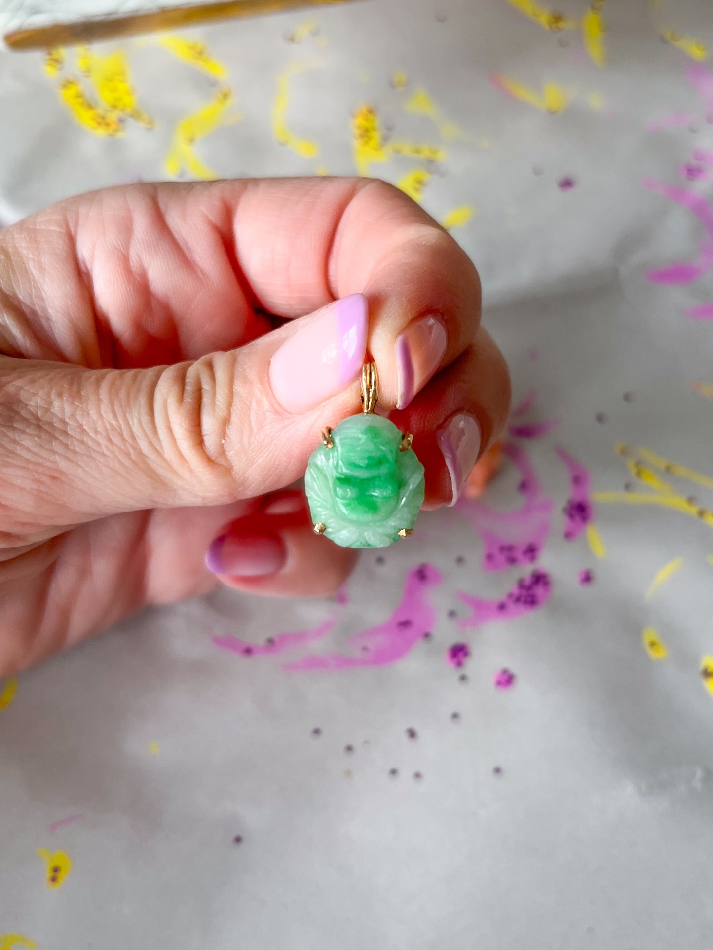 Vintage Jade 14k Yellow Gold Charm, circa 1950s