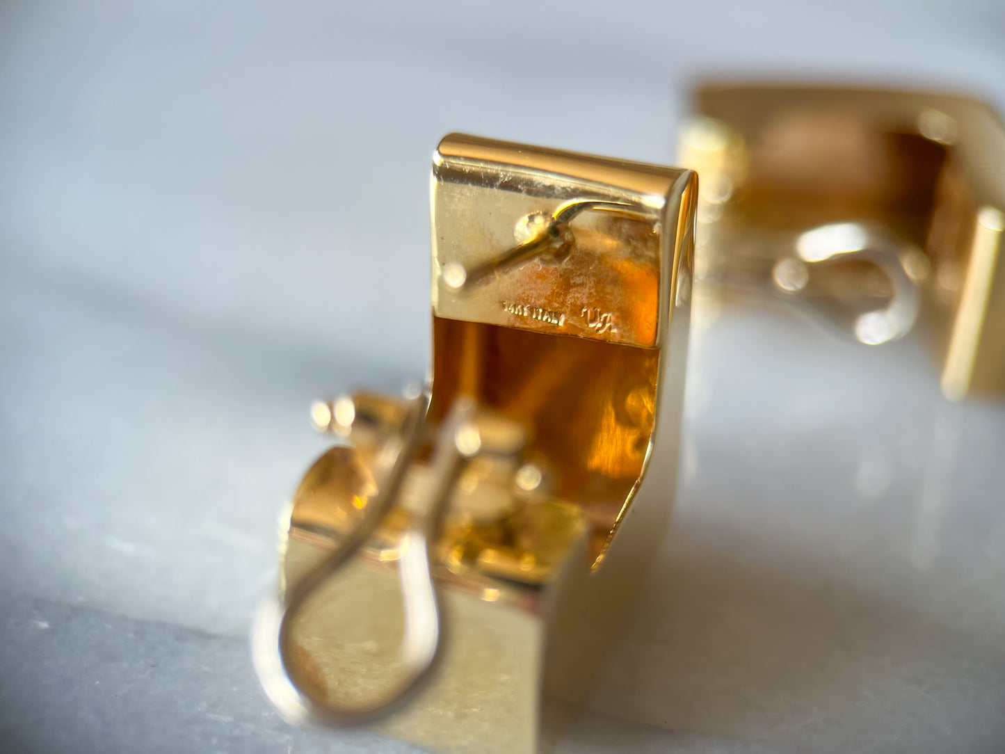 Vintage Chunky Squared 14k Yellow Gold Earrings