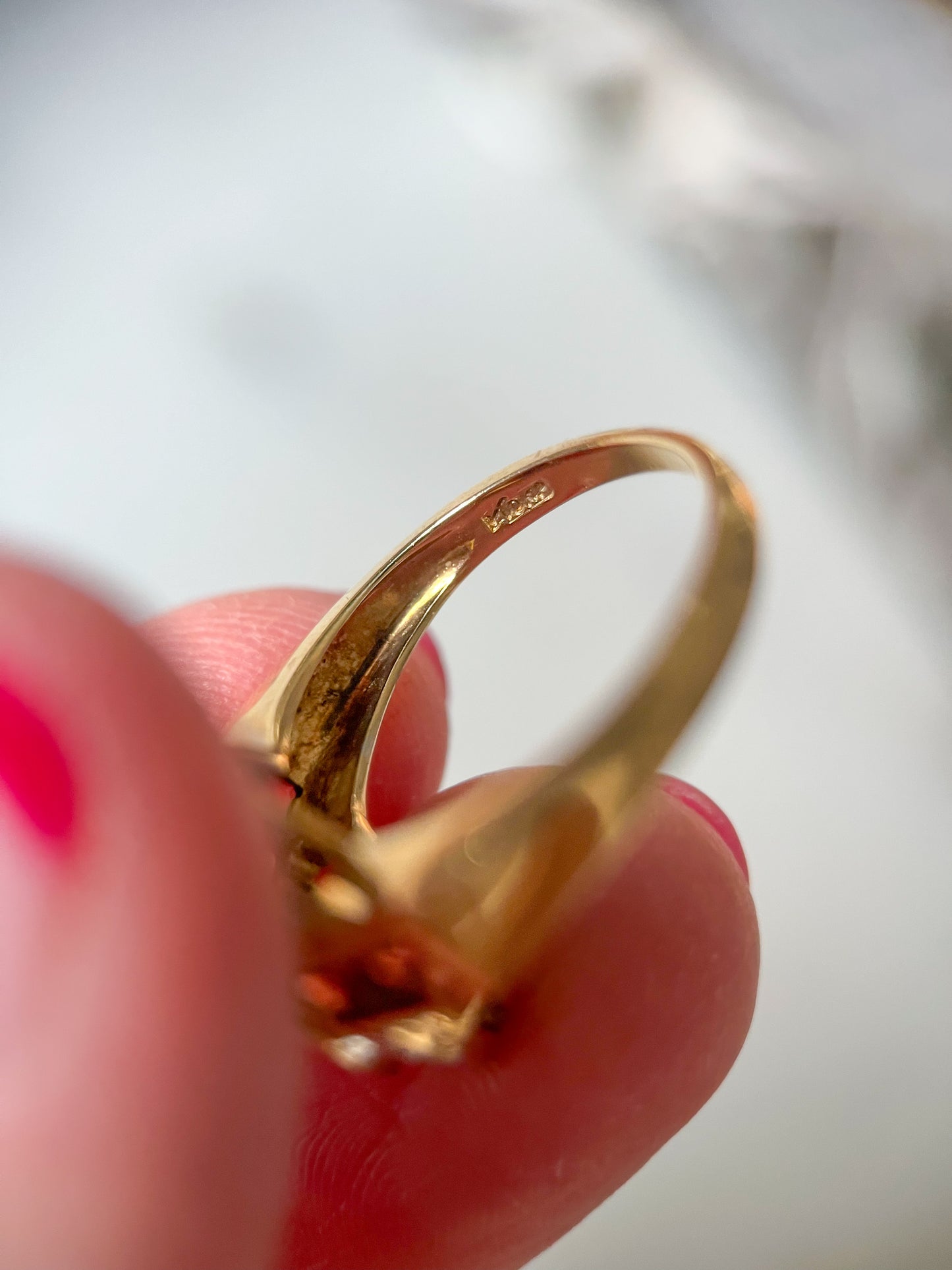 Vintage Natural Marquise Garnet and Diamond 10k Yellow Gold Ring