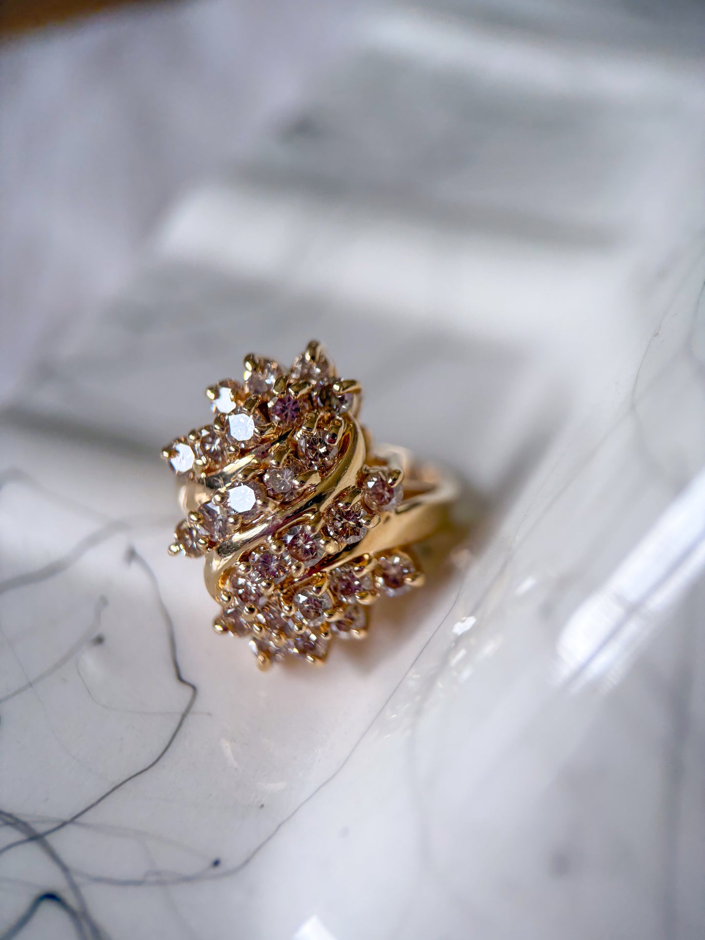 Vintage Natural Diamond 14k Yellow Gold Ring