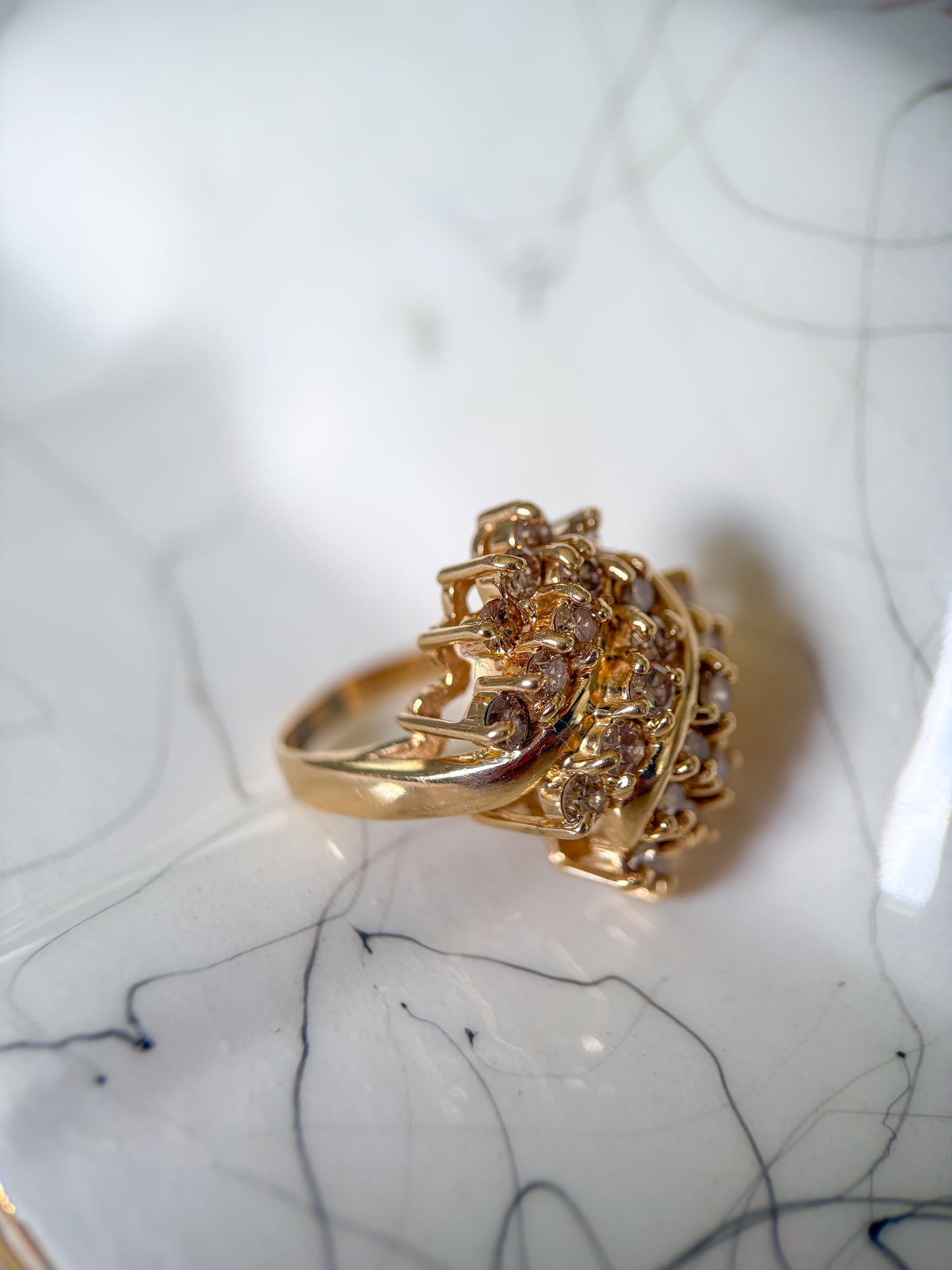 Vintage Natural Diamond 14k Yellow Gold Ring