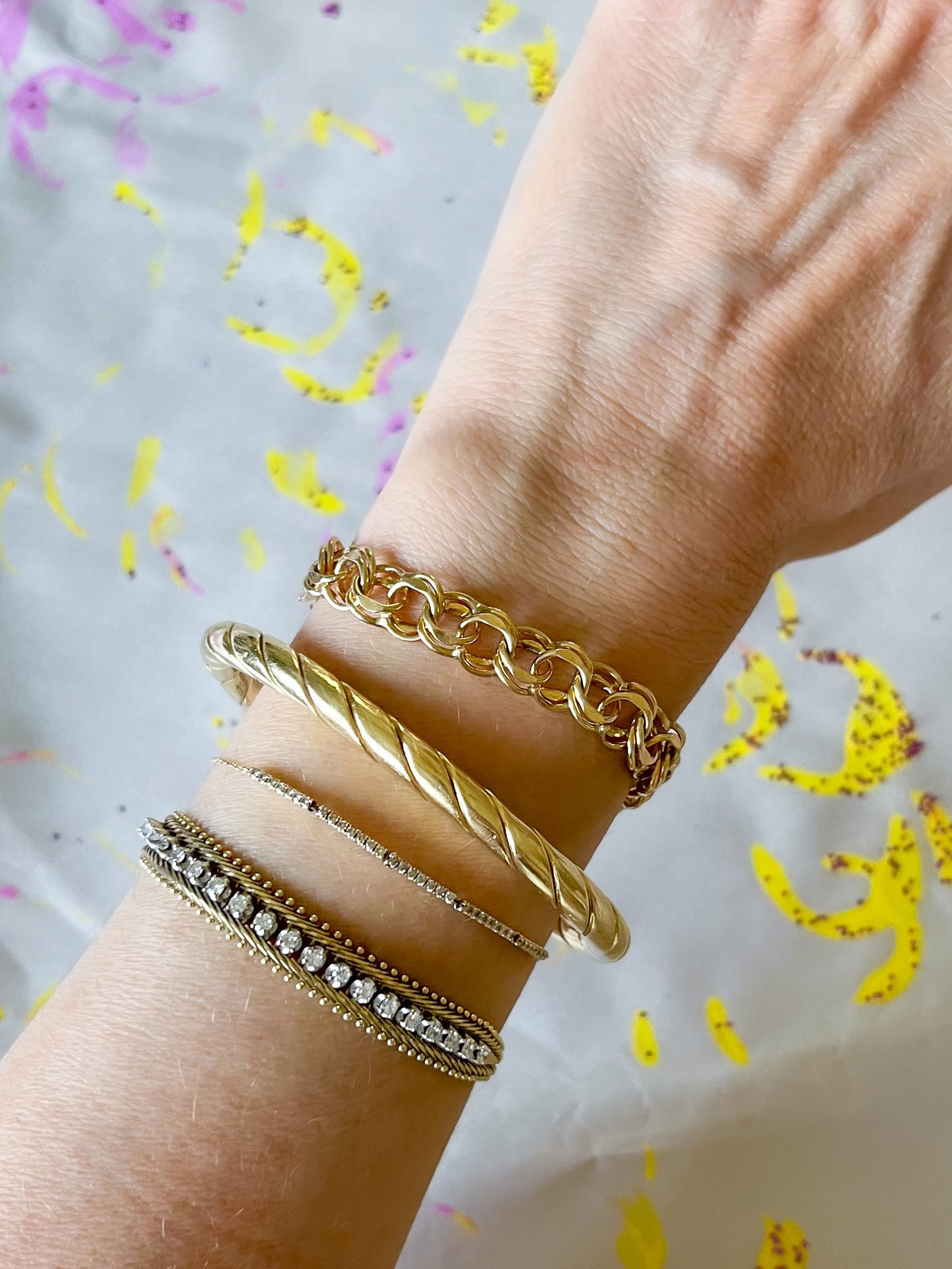 Vintage Round Multi Link 14k Yellow Gold 7 Inch Bracelet