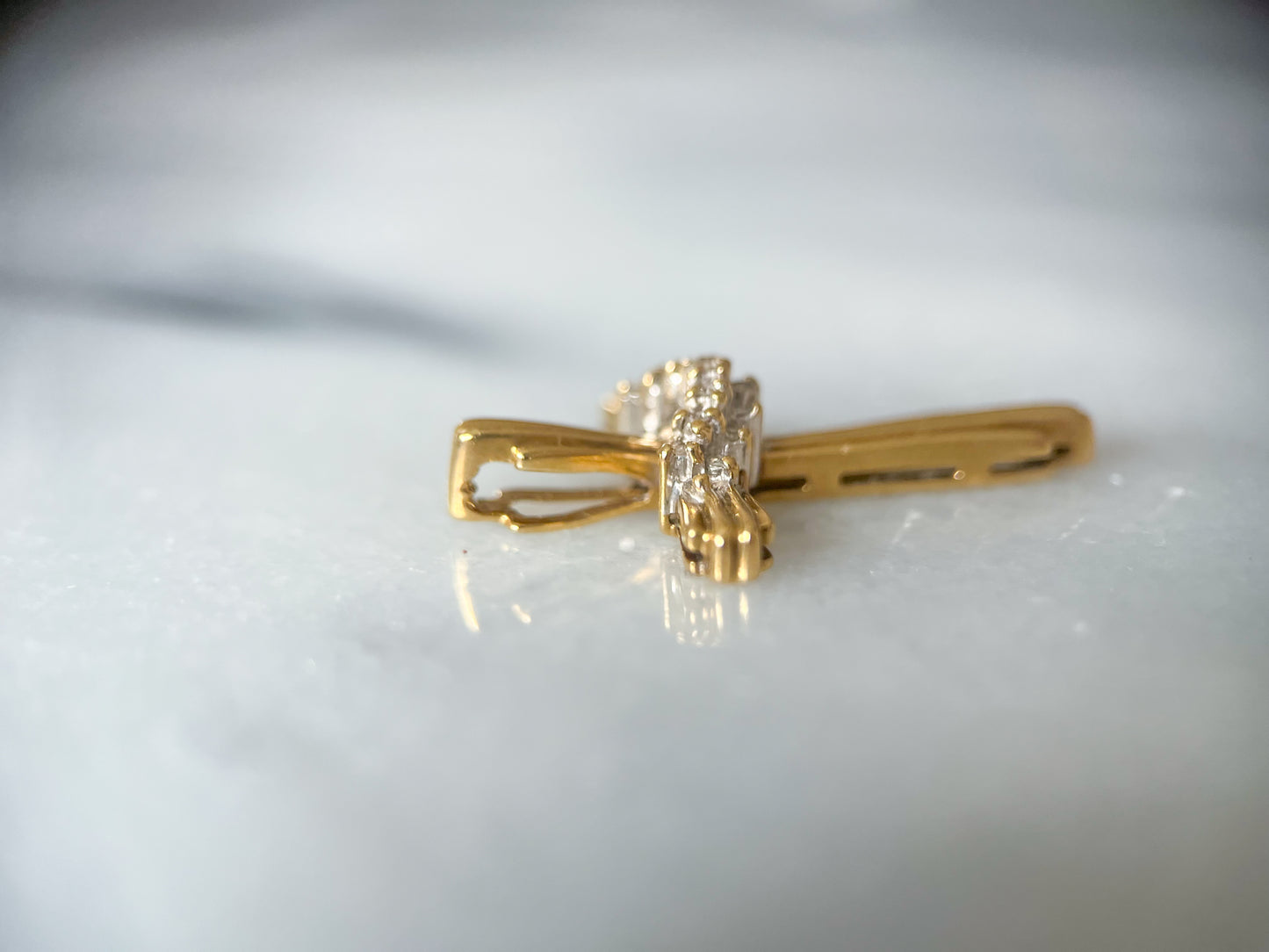 Vintage Natural Diamond Cross 10k Yellow Gold Charm