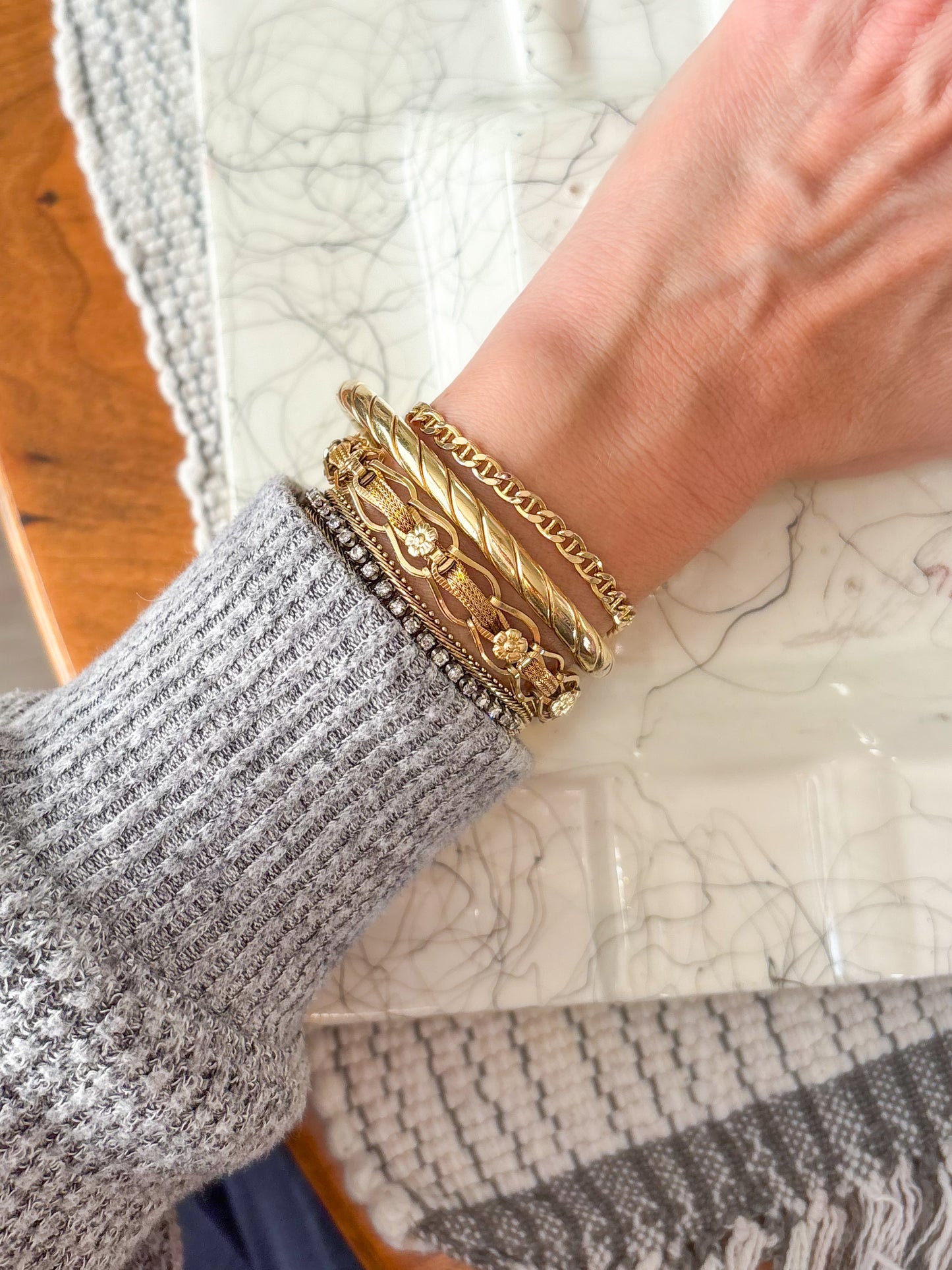 Vintage Mariner 10k Yellow Gold Chain 7.5 Inch Bracelet