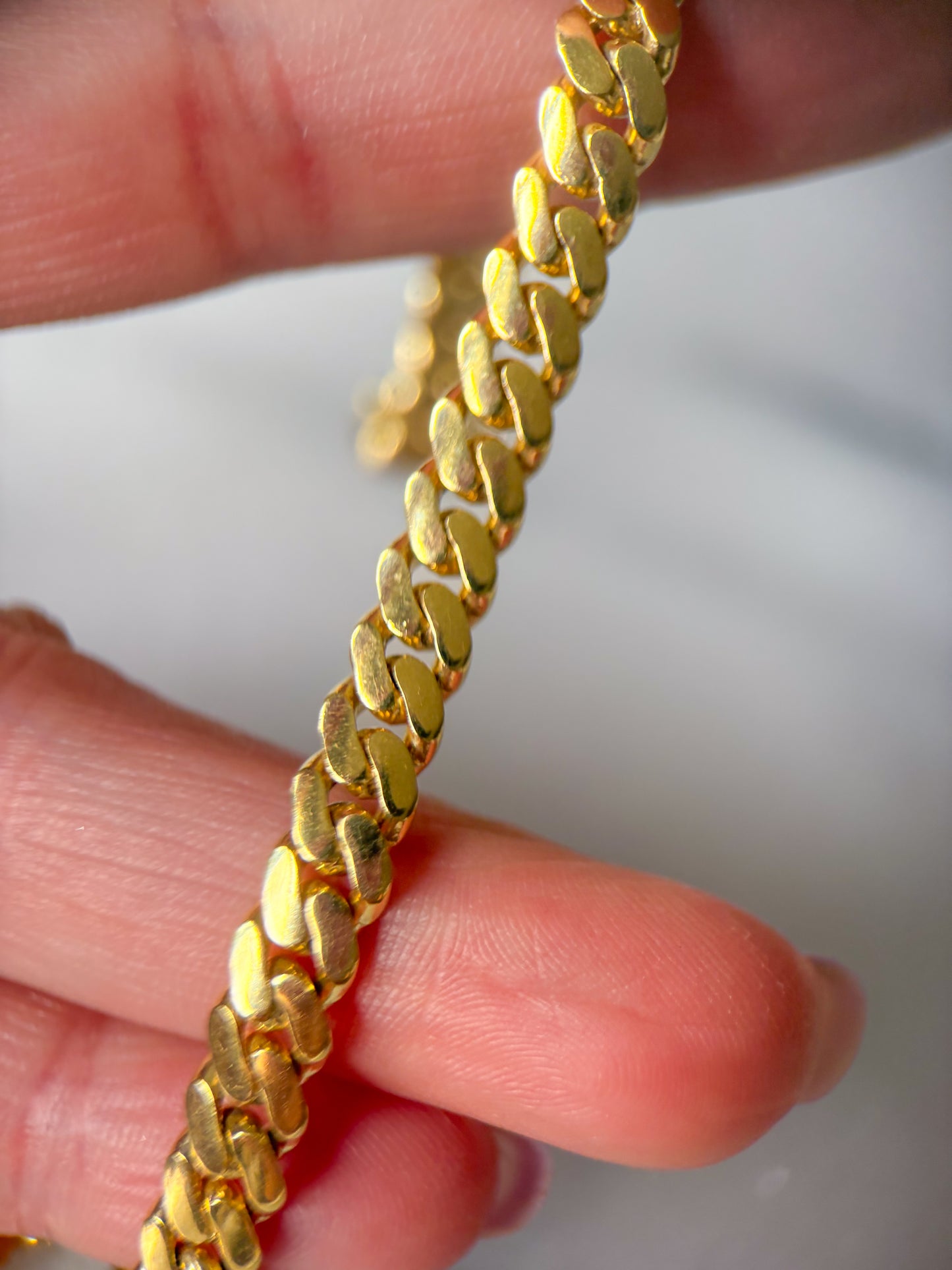 Vintage Curb Link 10k Yellow Gold 8 Inch Bracelet