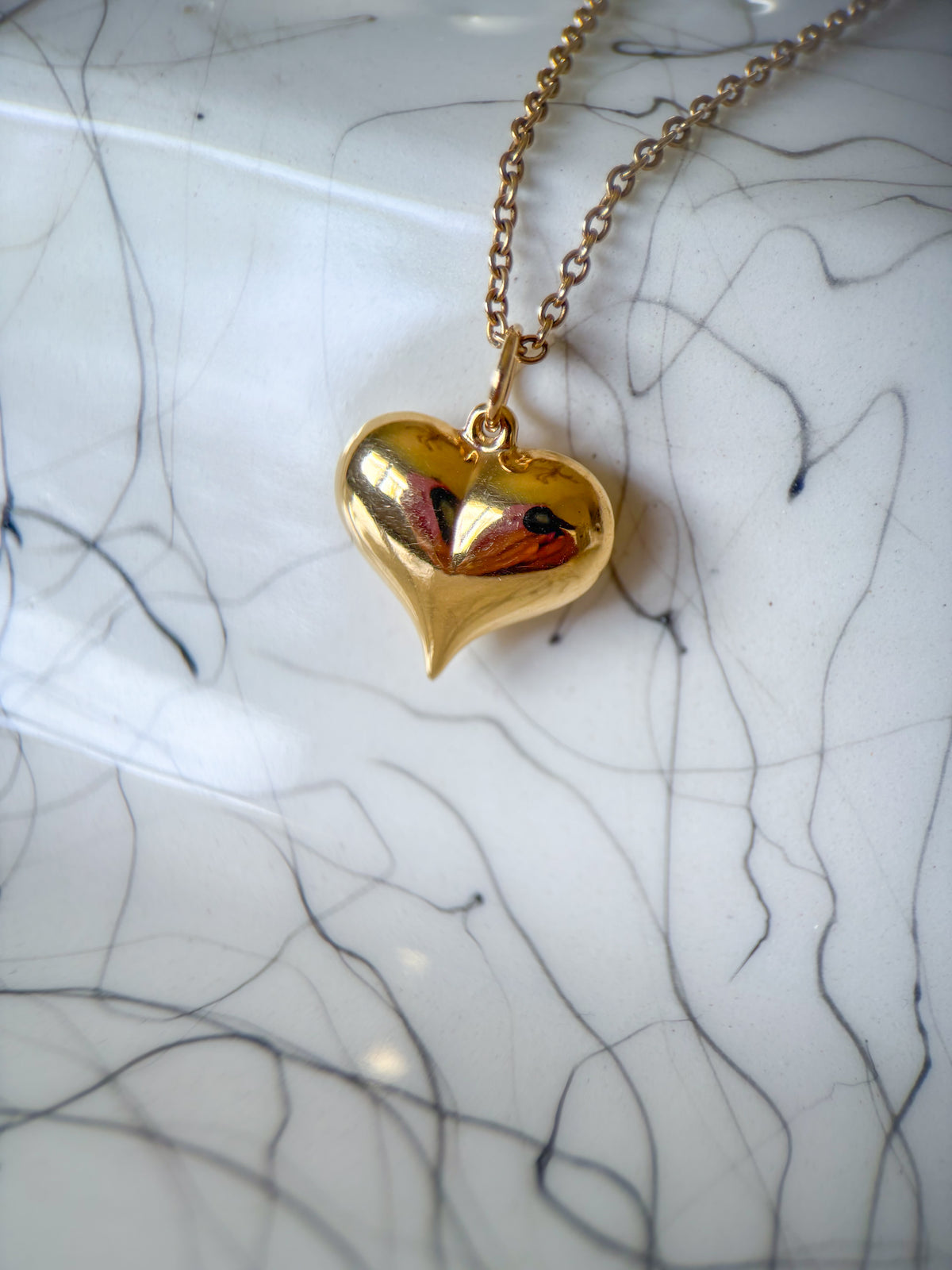Vintage Puffy Heart 14k Yellow Gold Charm