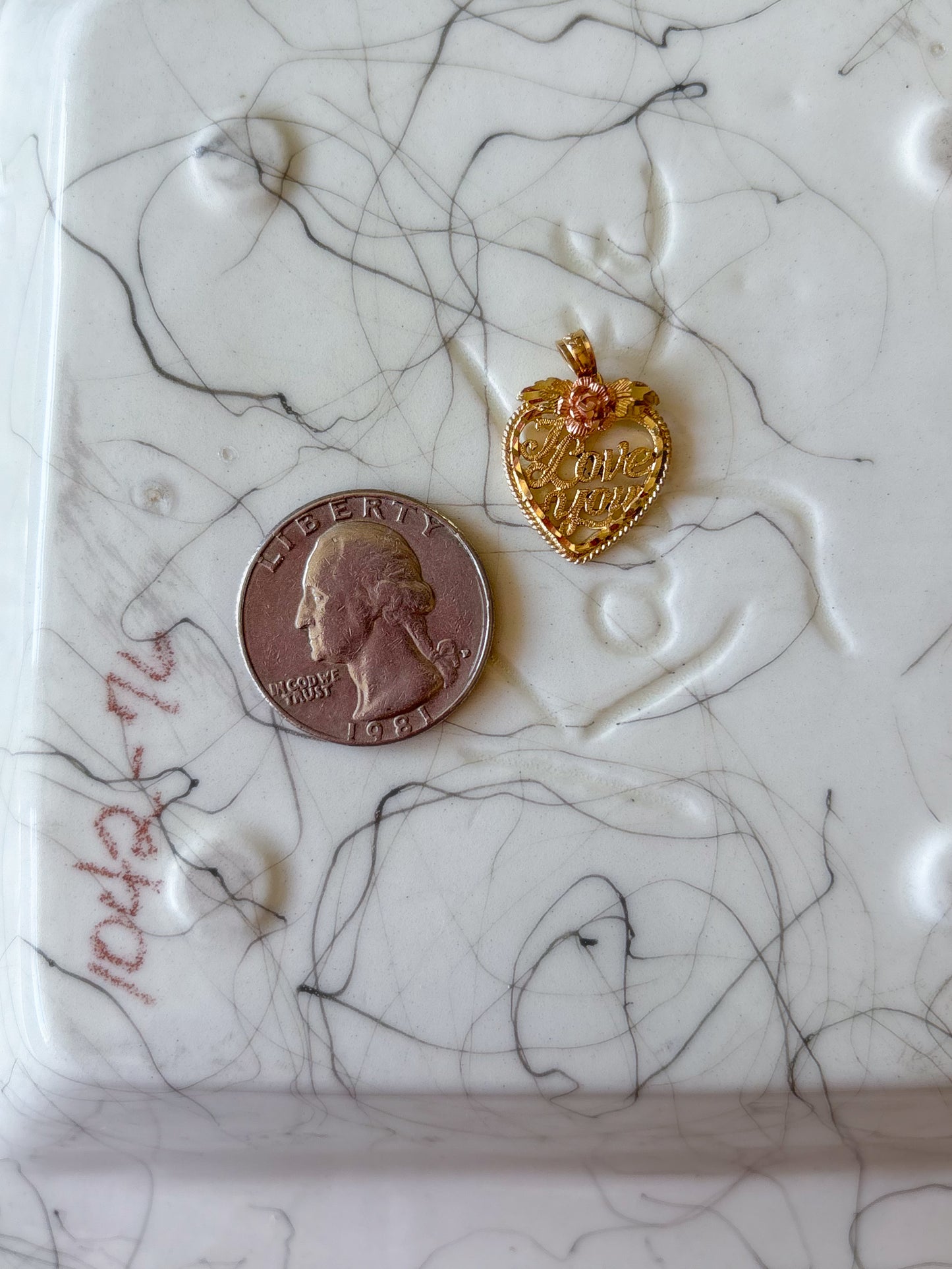 Vintage “I Love You” Heart Two Toned 14k Yellow and Rose Gold Charm