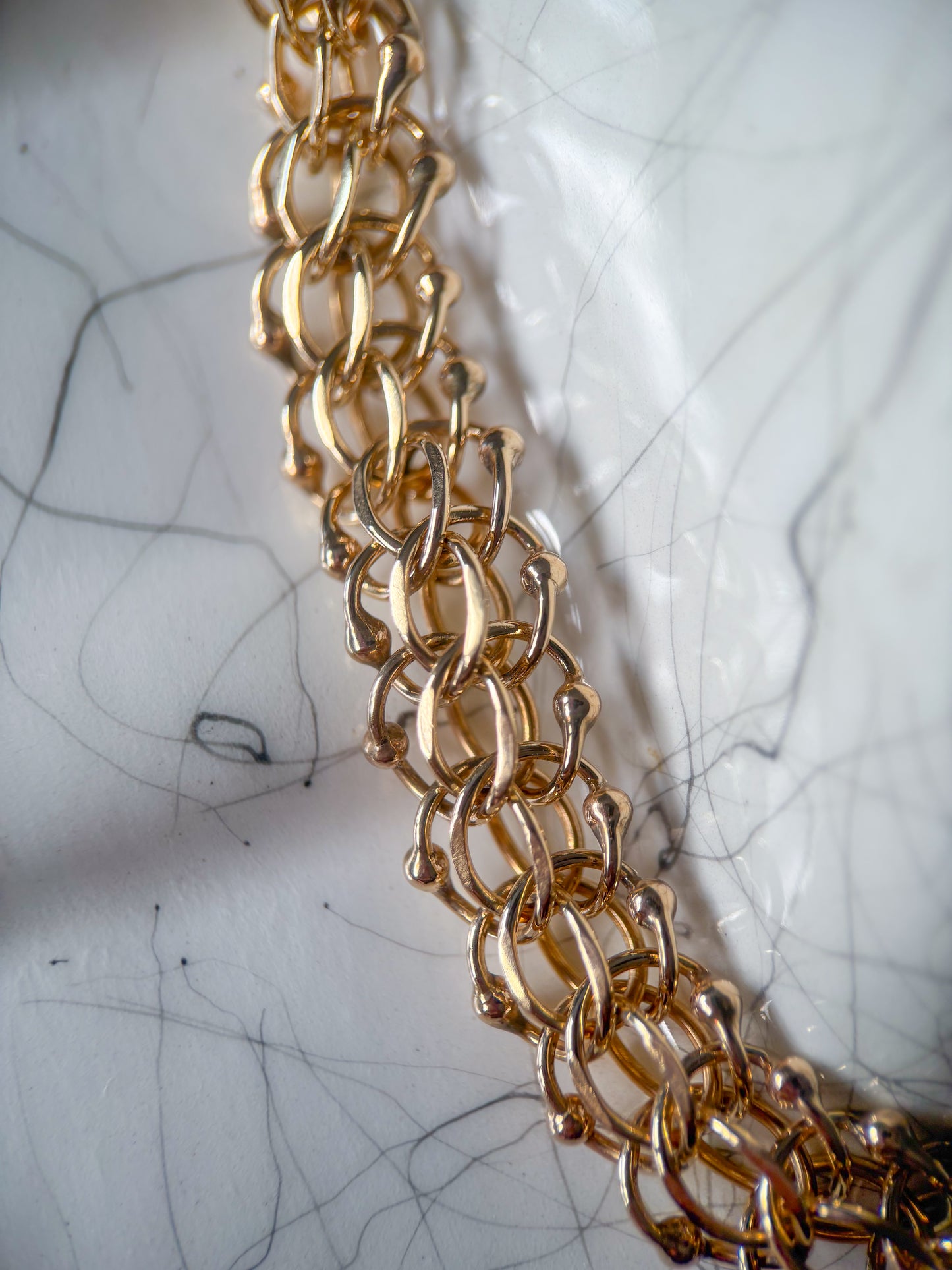 Vintage Chunky Round Multi Link 14k Yellow Gold 7.25 Inch Bracelet