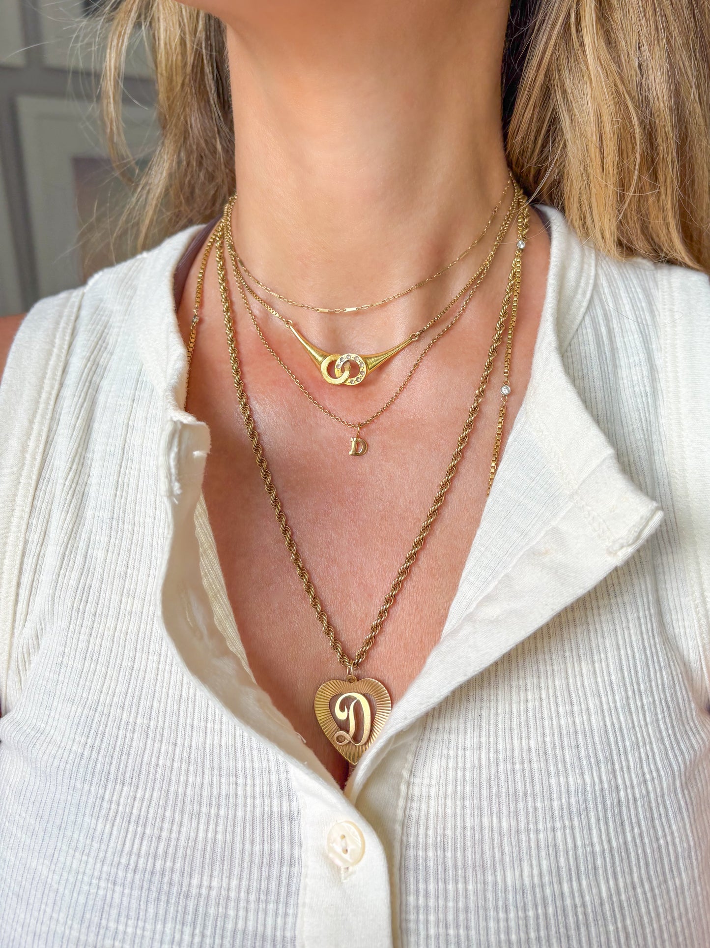 Vintage Mini "D" and "B" 14k Yellow Gold Initial Charms
