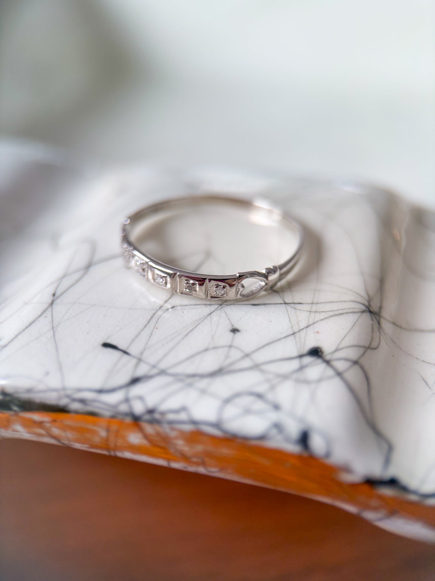 Vintage Natural Diamond 14k White Gold Ring
