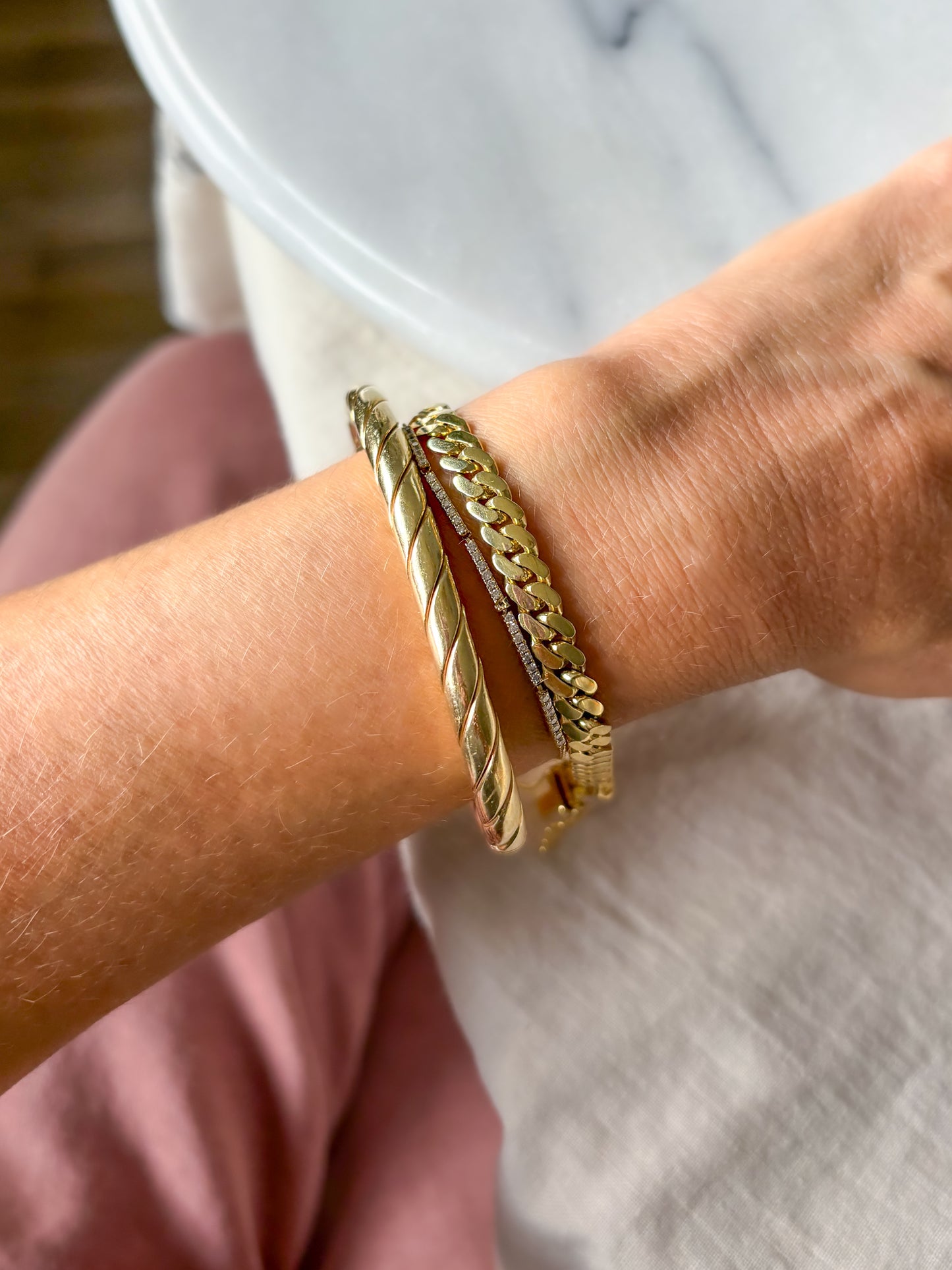Vintage Curb Link 10k Yellow Gold 8 Inch Bracelet