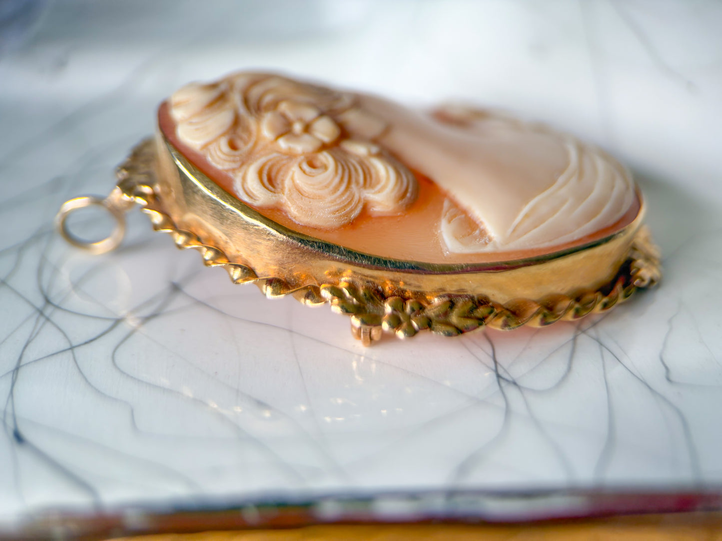 Various Vintage 14k Yellow Gold Cameo Brooches