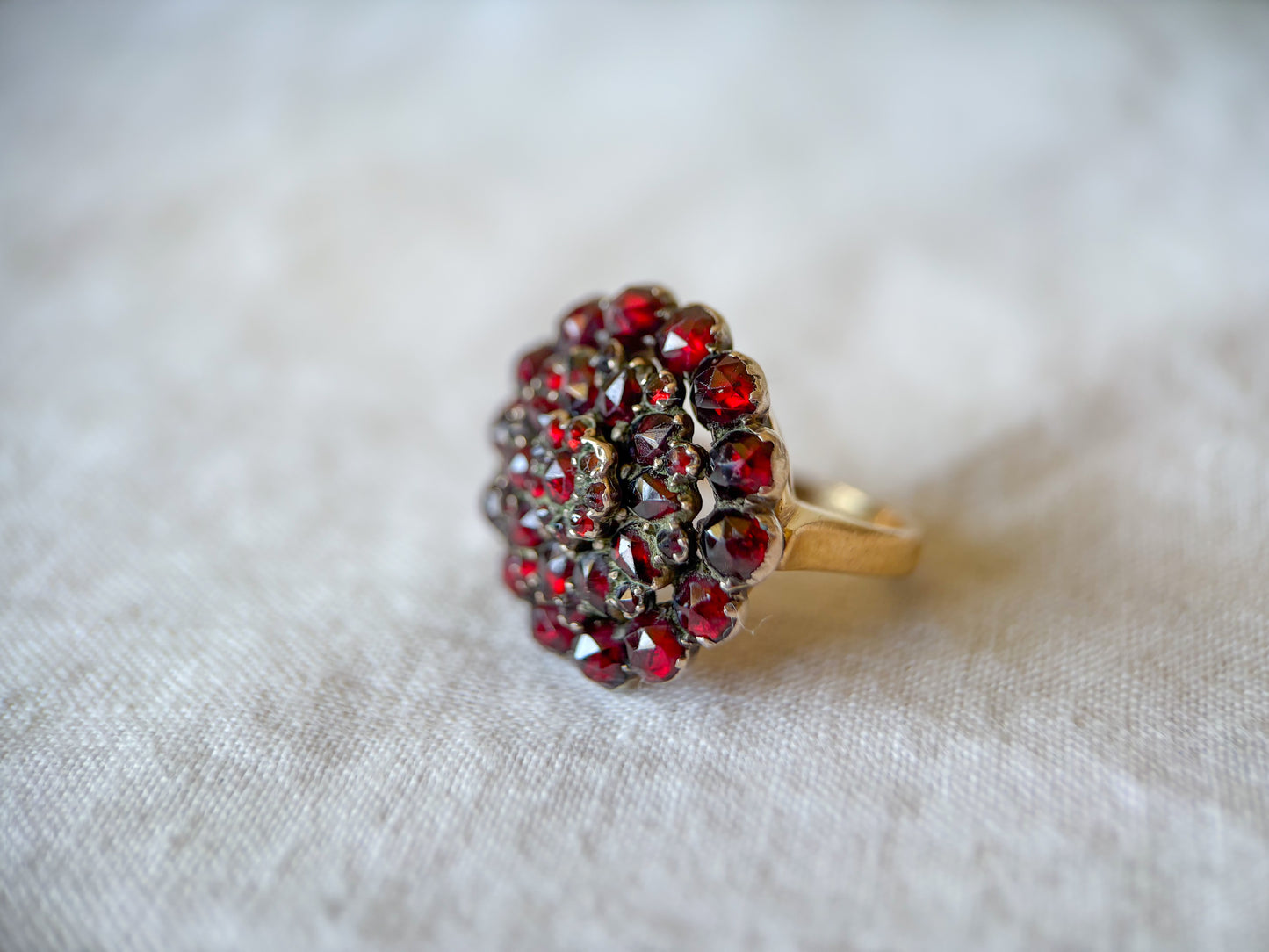 Vintage Natural Garnet 14k Yellow Gold Statement Ring