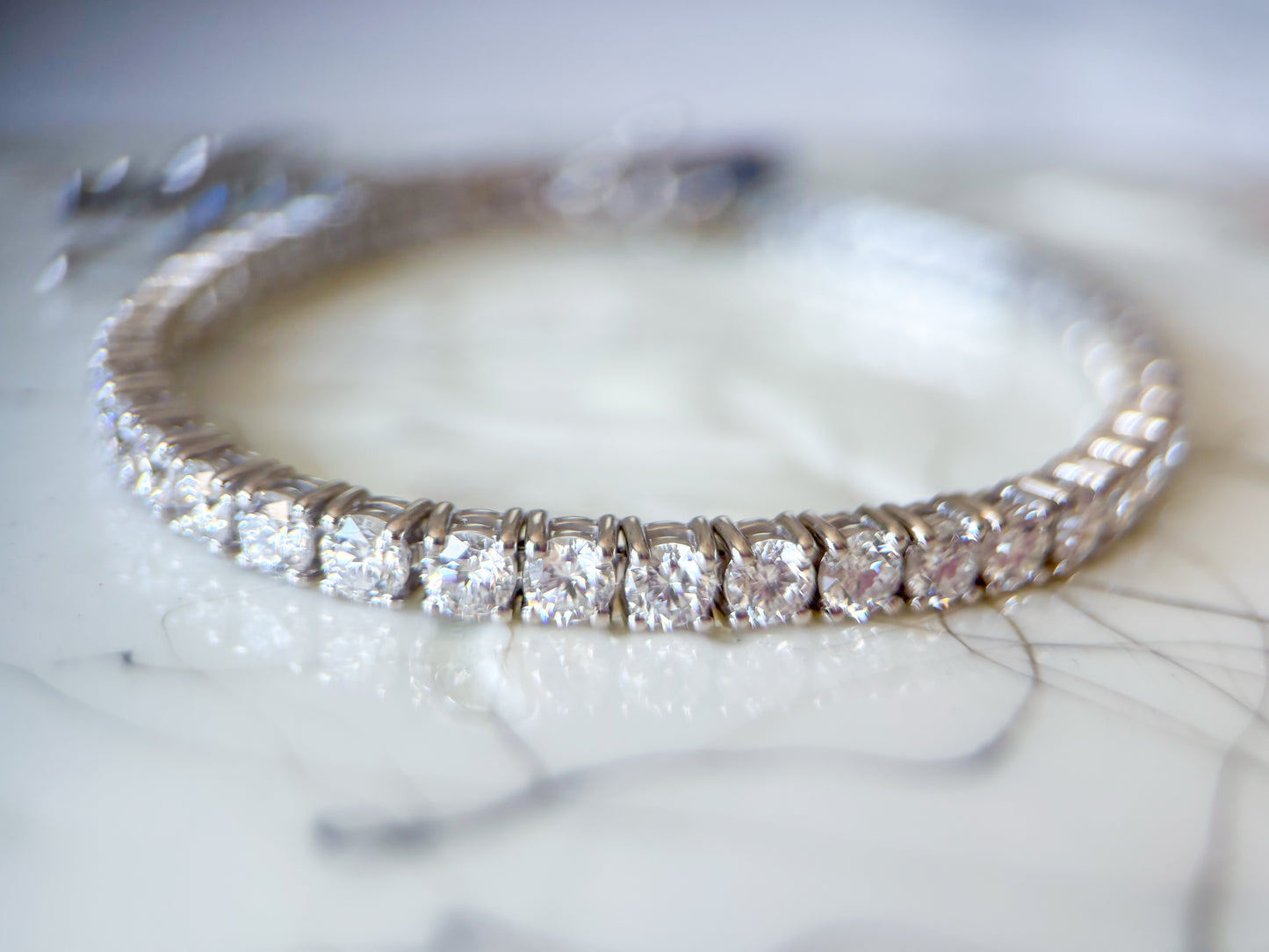 Lab Grown Round Diamond 14k White Gold 5 Carat Tennis Bracelet