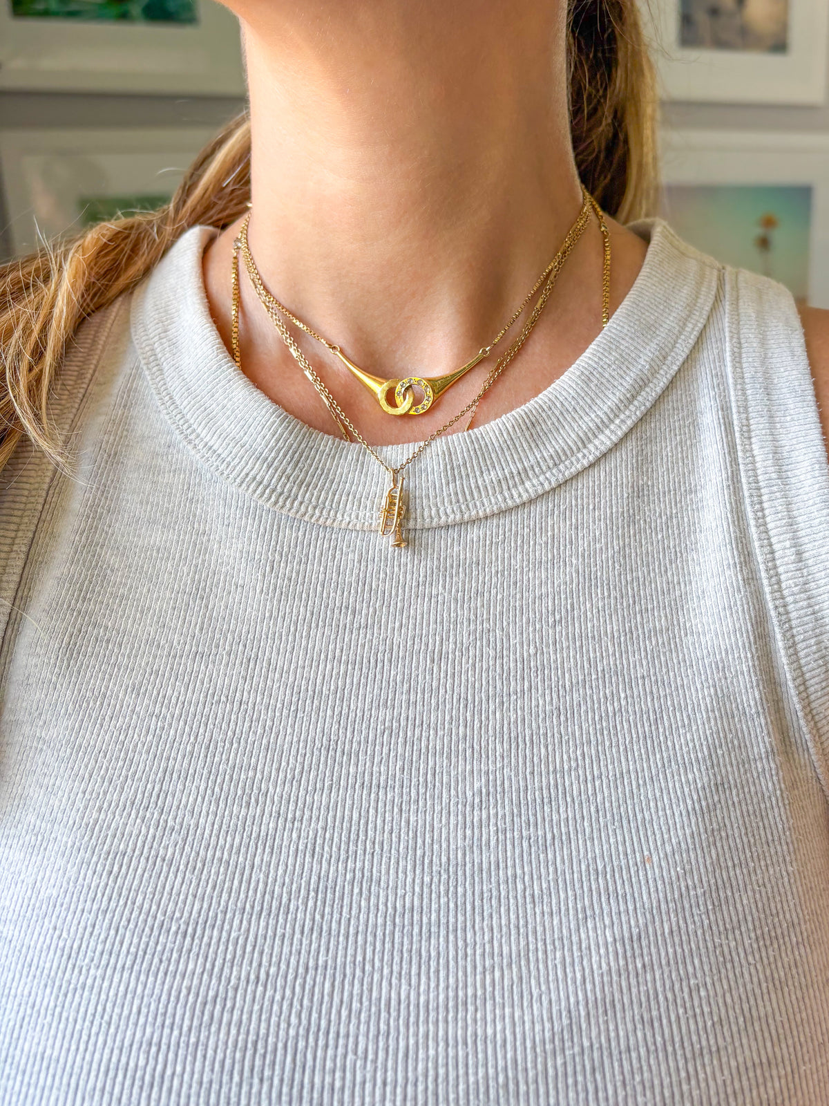 Vintage Trumpet 14k Yellow Gold Charm