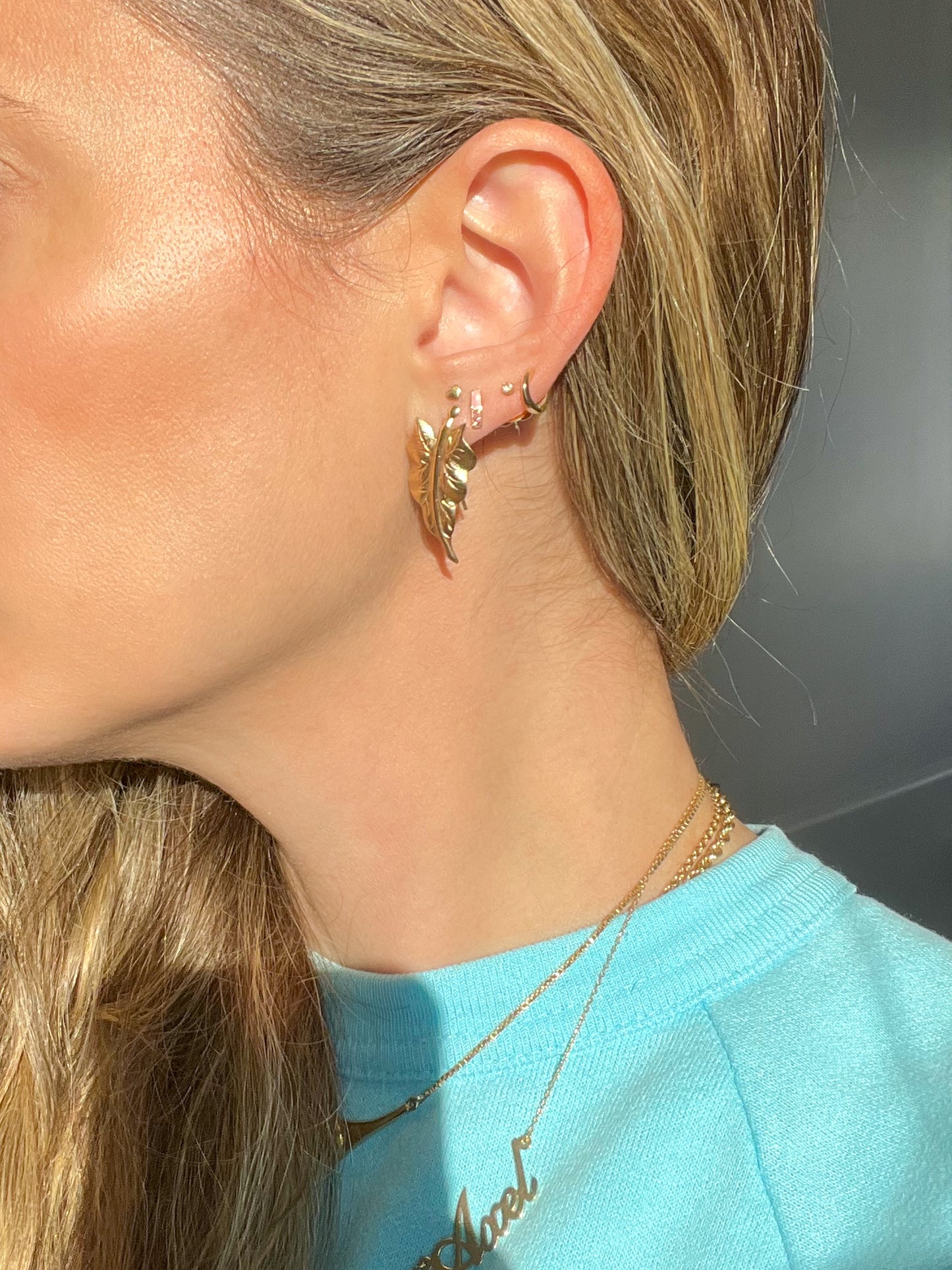 Vintage Leaf 14k Yellow Gold Earrings