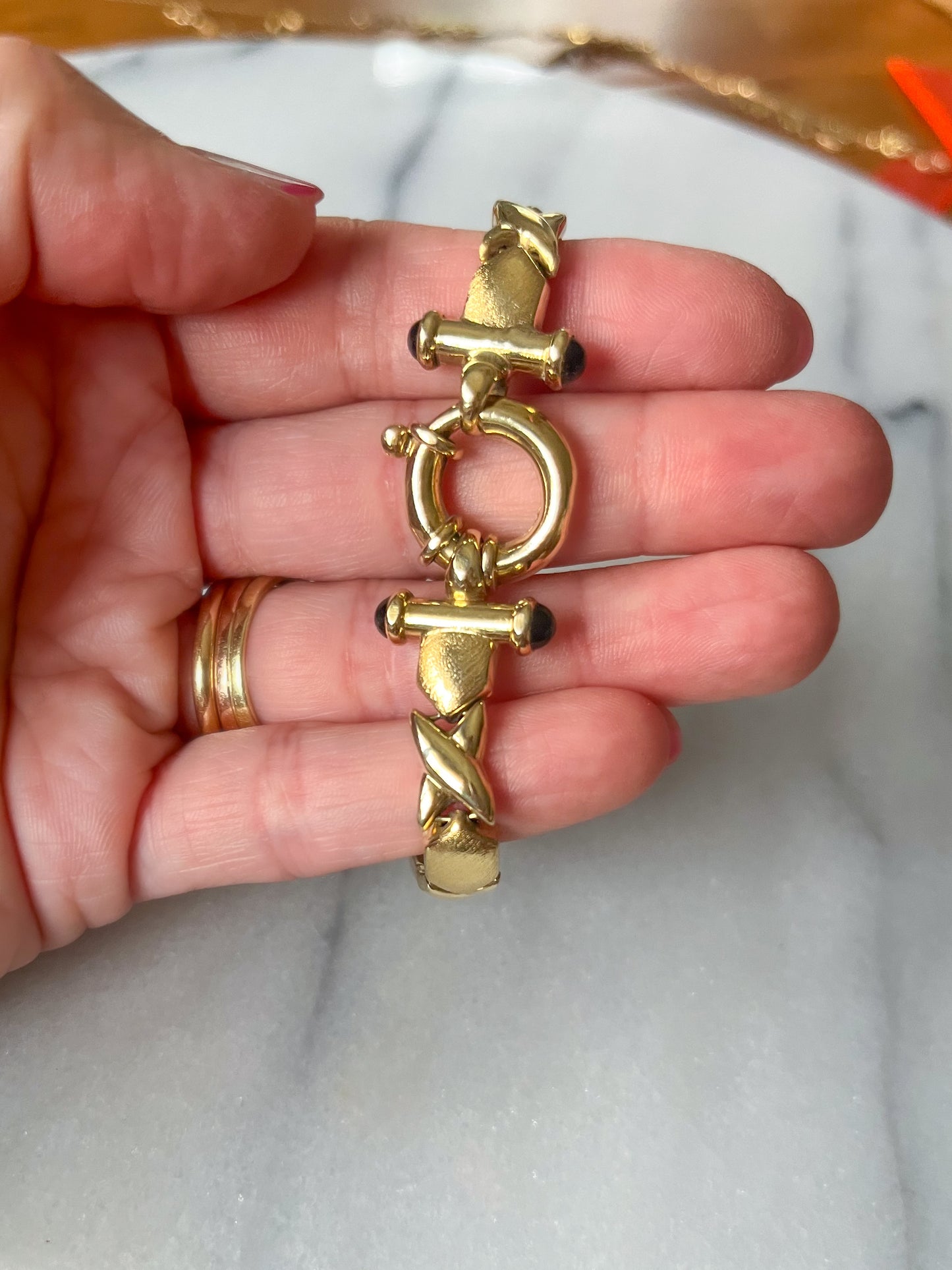 Vintage XOXO 14k Yellow Gold Flat Link 6.5 Inch Bracelet (has matching necklace!)