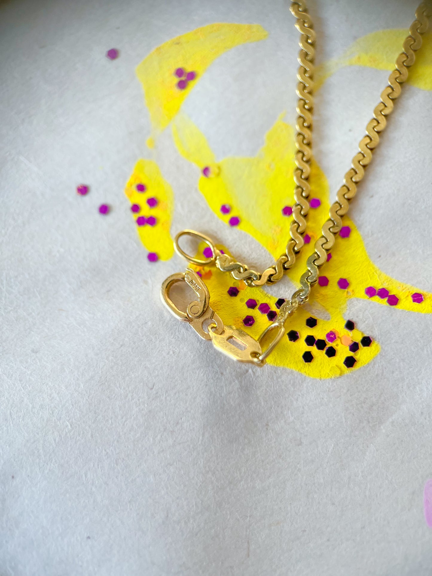 Vintage Serpentine Chain 14k Yellow Gold 7.5 Inch Bracelet