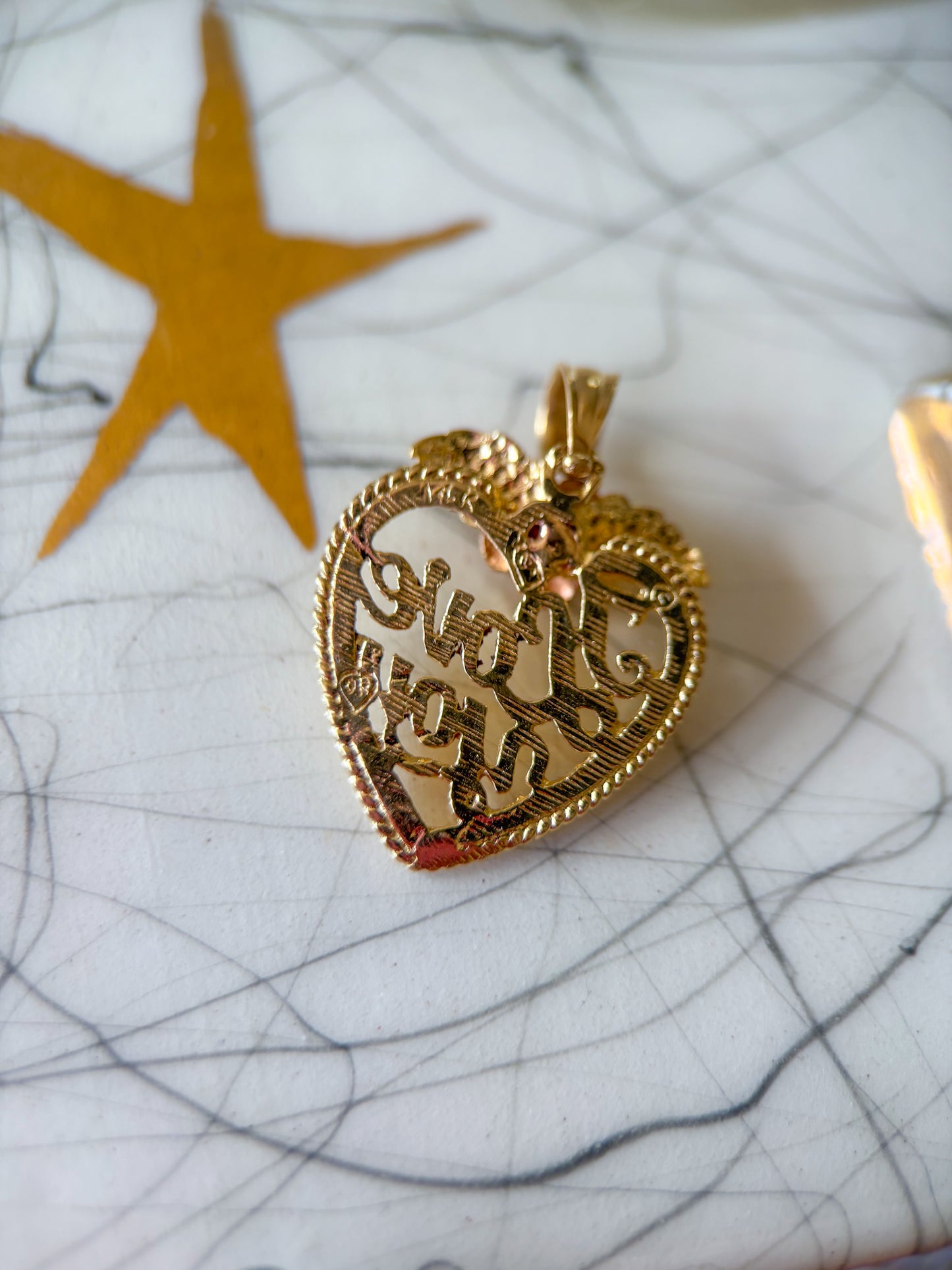 Vintage “I Love You” Heart Two Toned 14k Yellow and Rose Gold Charm