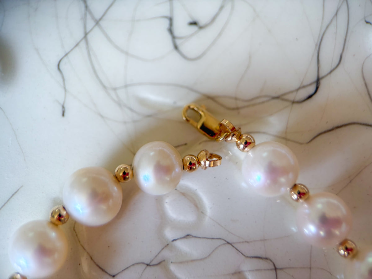 Natural Pearl 14k Yellow Gold 7 Inch Bracelet