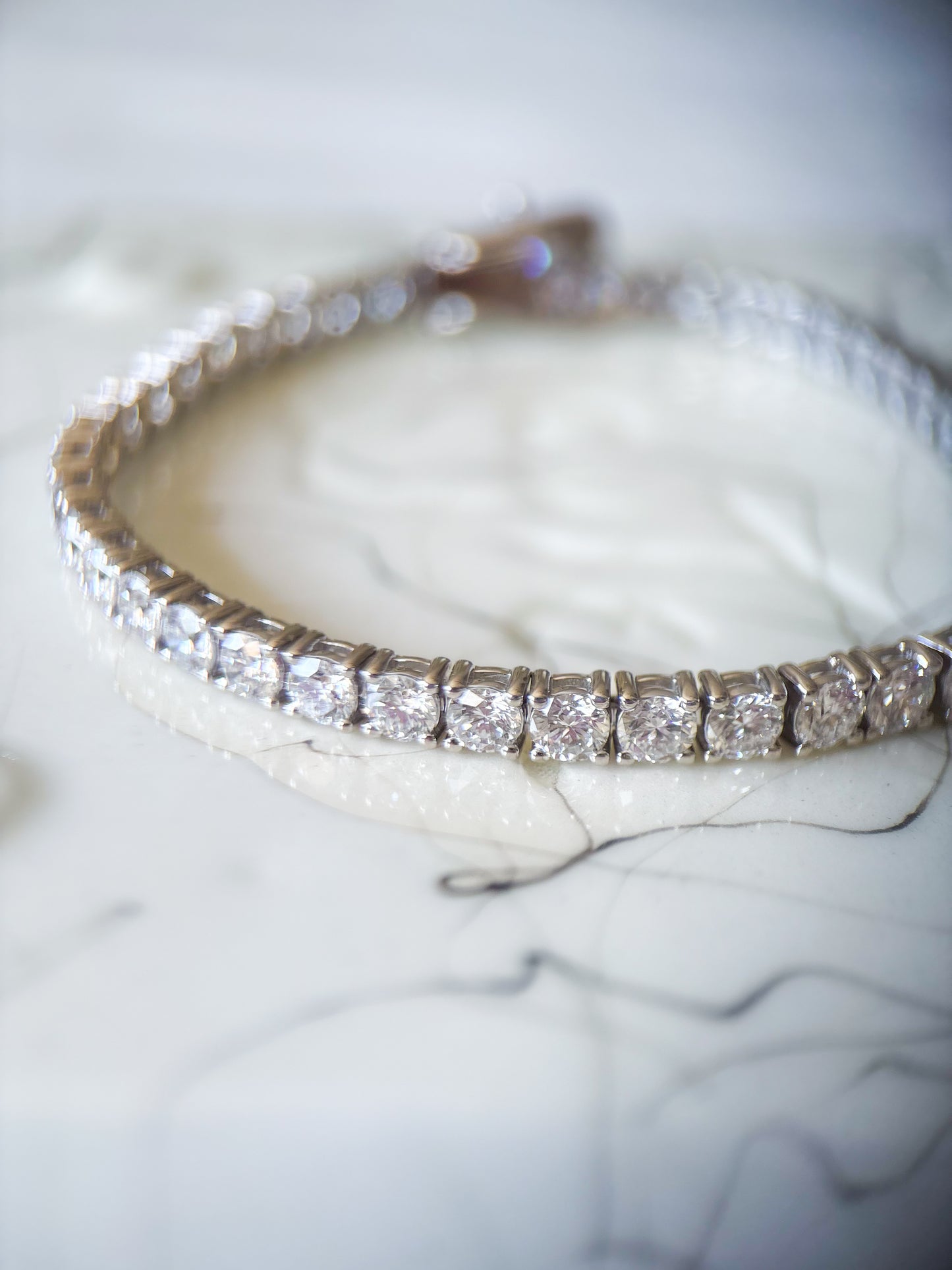 Lab Grown Round Diamond 14k White Gold 8 Carat Tennis Bracelet