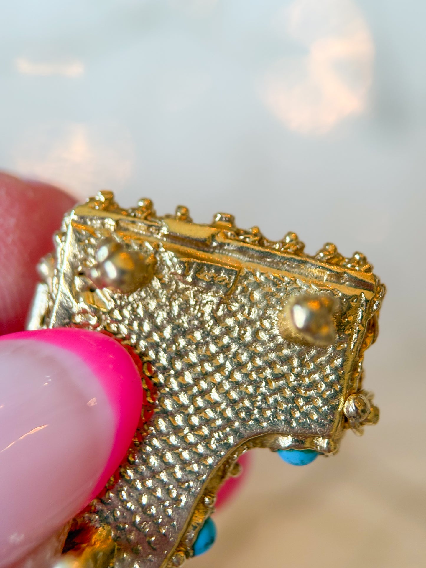 Vintage Grand Piano Charm - Ruby, Sapphire, Pearl, Turquoise and 14k Yellow Gold, circa 1950s