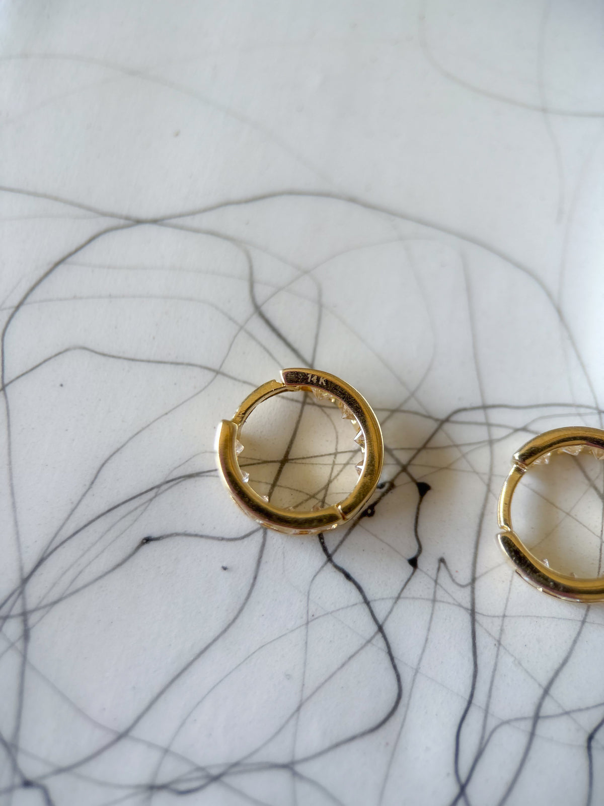 14k Yellow Gold Huggies with CZs - 3 pairs, sold separately