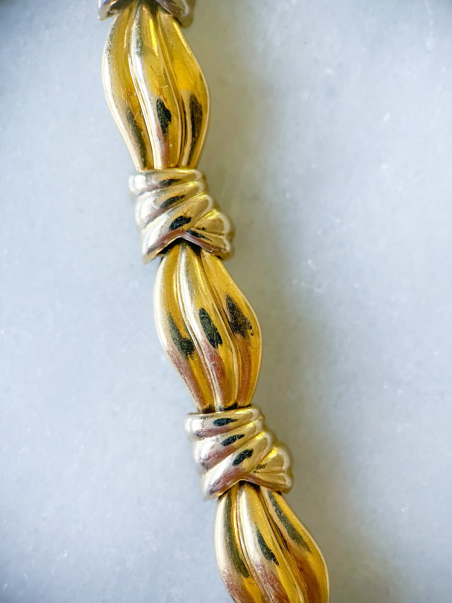 Vintage 14k Yellow and White Gold, Two Toned Chunky Bracelet