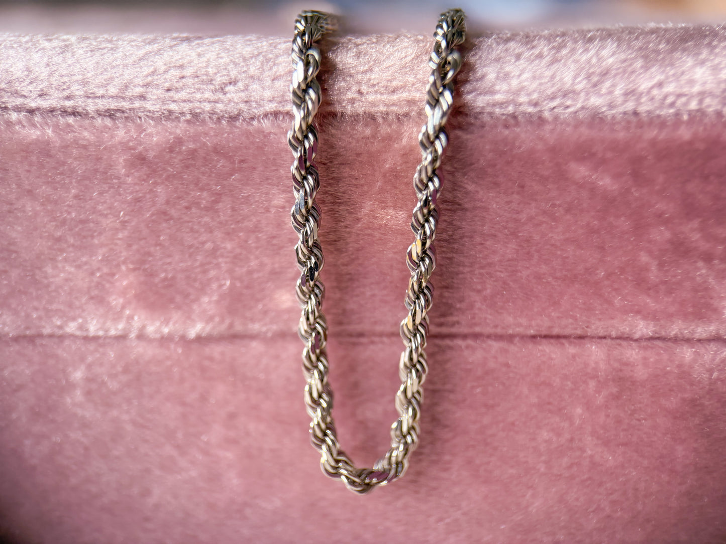 Vintage 14k White Gold 20 Inch Rope Chain