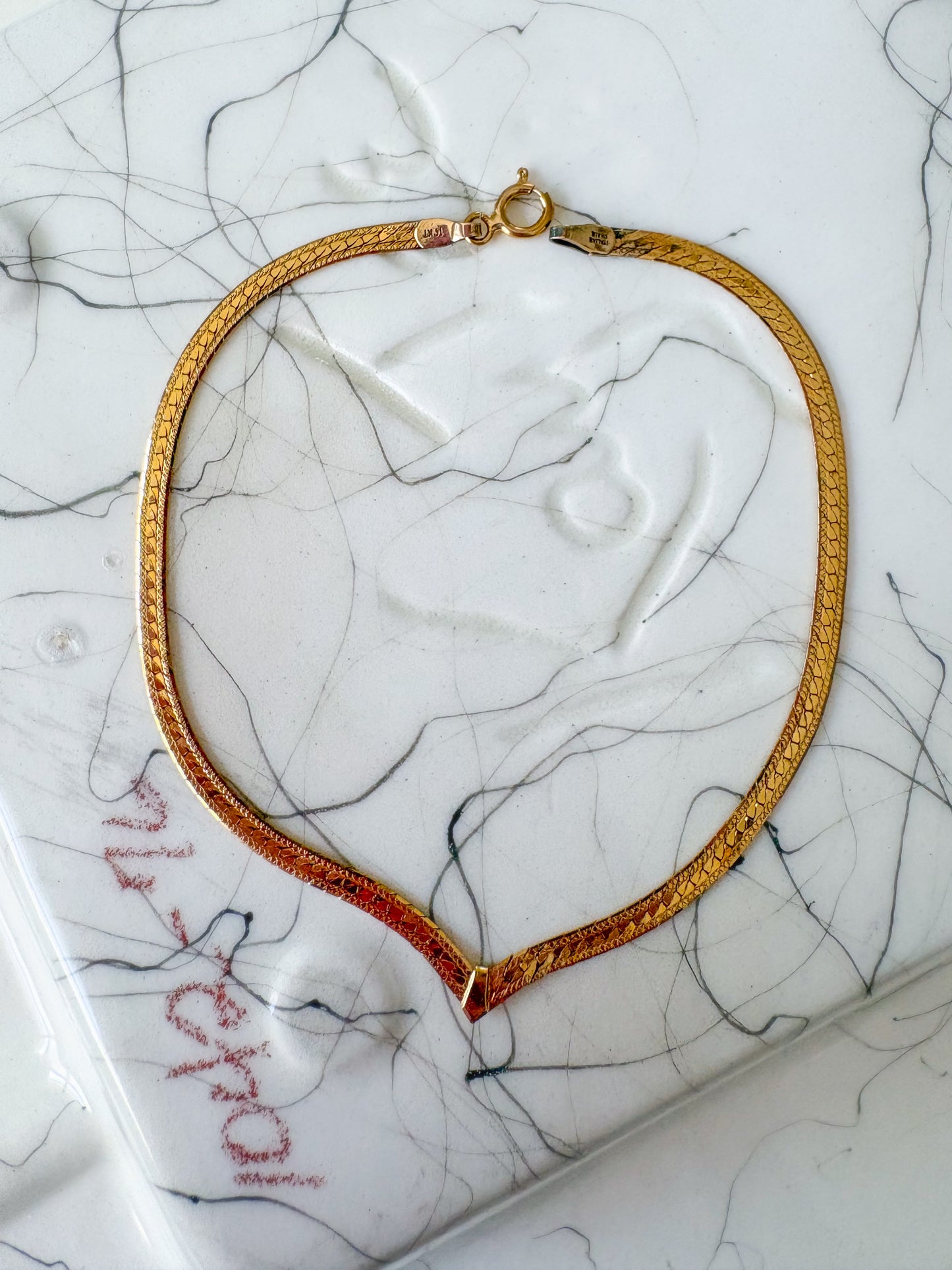 Vintage Herringbone 14k Yellow Gold 7.25 Inch Bracelet