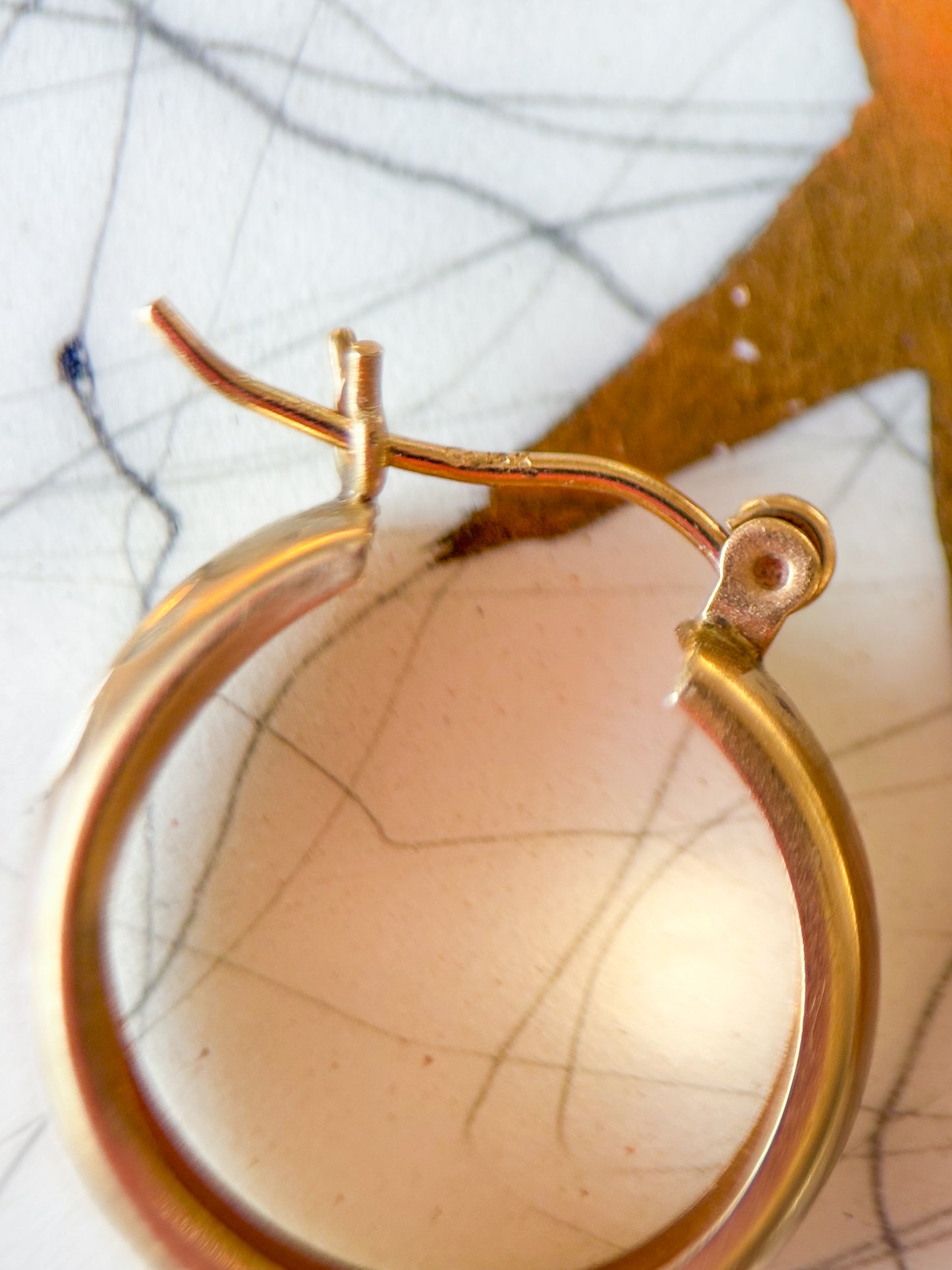 Vintage 14k Yellow Gold Huggies with Star Detailing